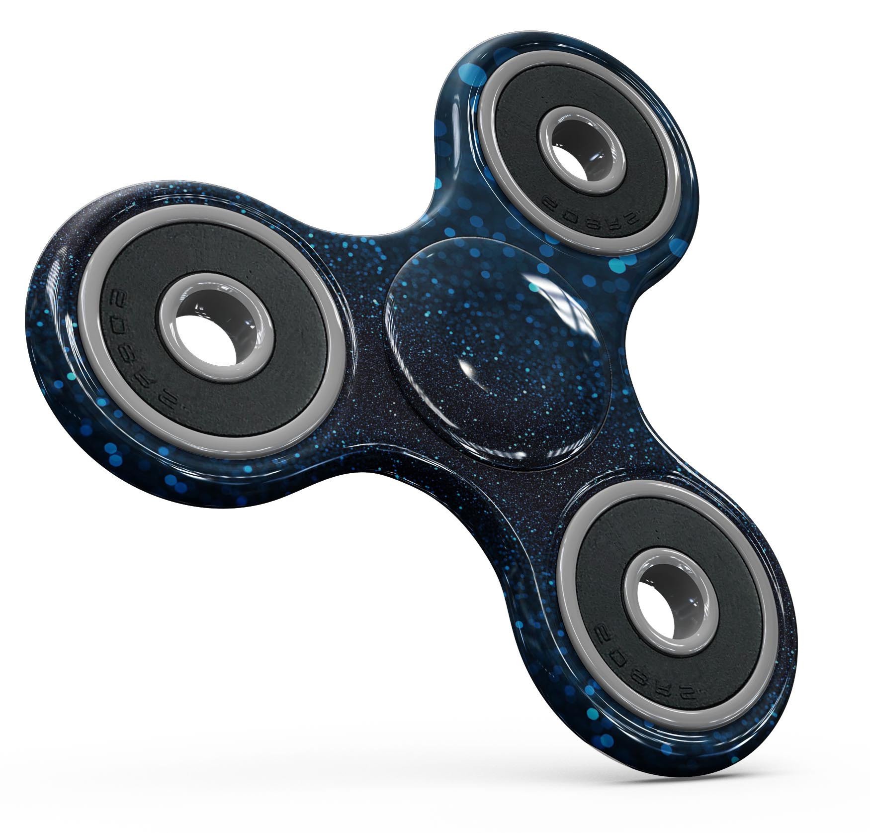 A vibrant blue full-body skin kit for fidget spinners, showcasing a stylish design and premium vinyl material.