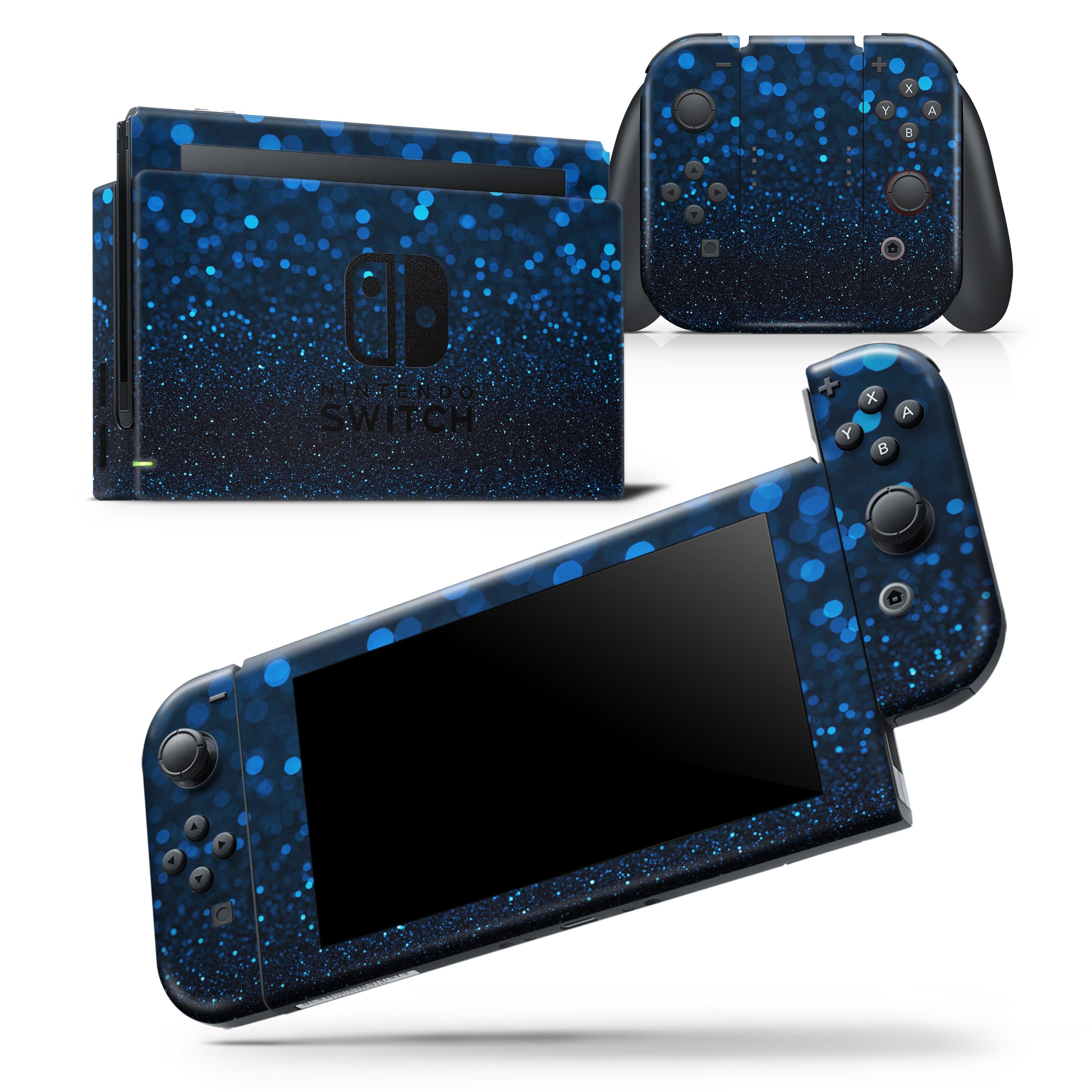 50 Shades of Unflocused Blue skin wrap decal for Nintendo Switch, showcasing vibrant colors and a sleek design.