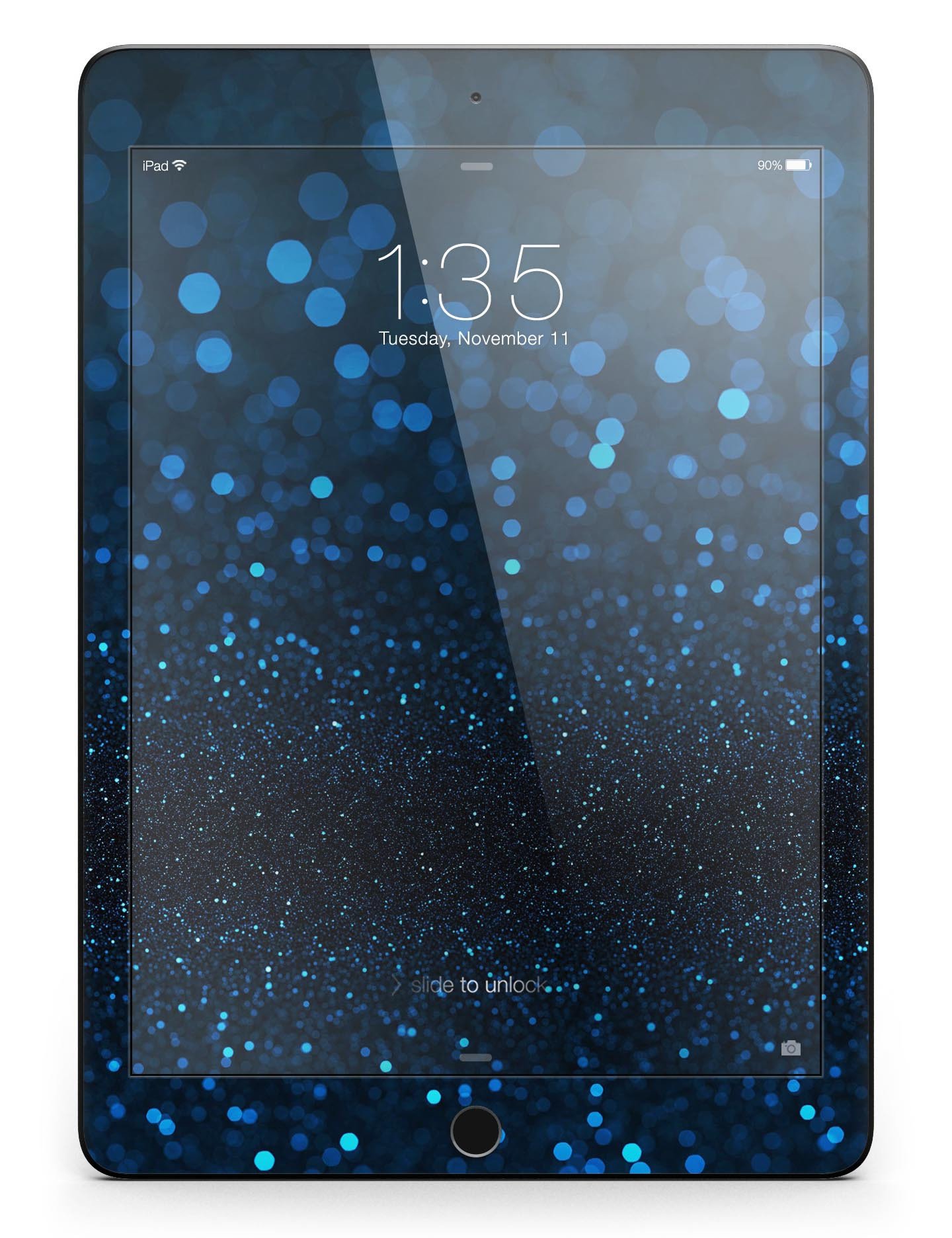 50 Shades of Unfocused Blue Full Body Skin for iPad Pro, showcasing vibrant blue hues and premium vinyl texture.