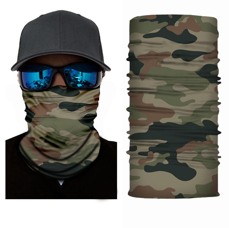 A collection of 9 in 1 Multi Purpose Masks displayed in various styles including neck gaiter, face scarf, and beanie, showcasing their versatility.