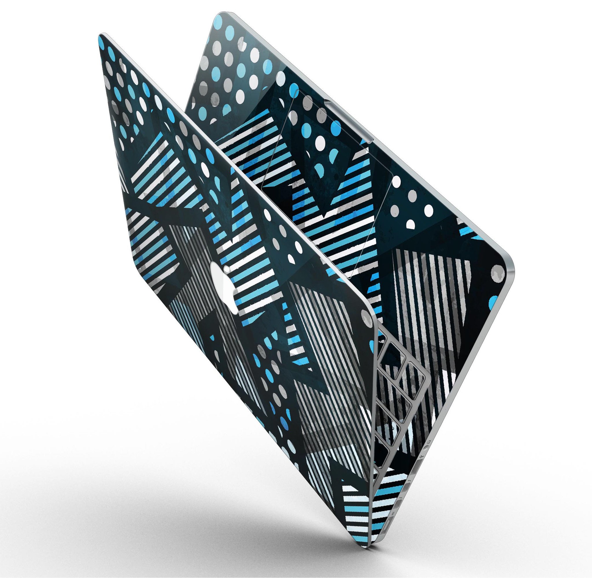 Abstract Black and Blue Overlap skin for MacBook Pro with Retina Display, showcasing a stylish design that protects the device.