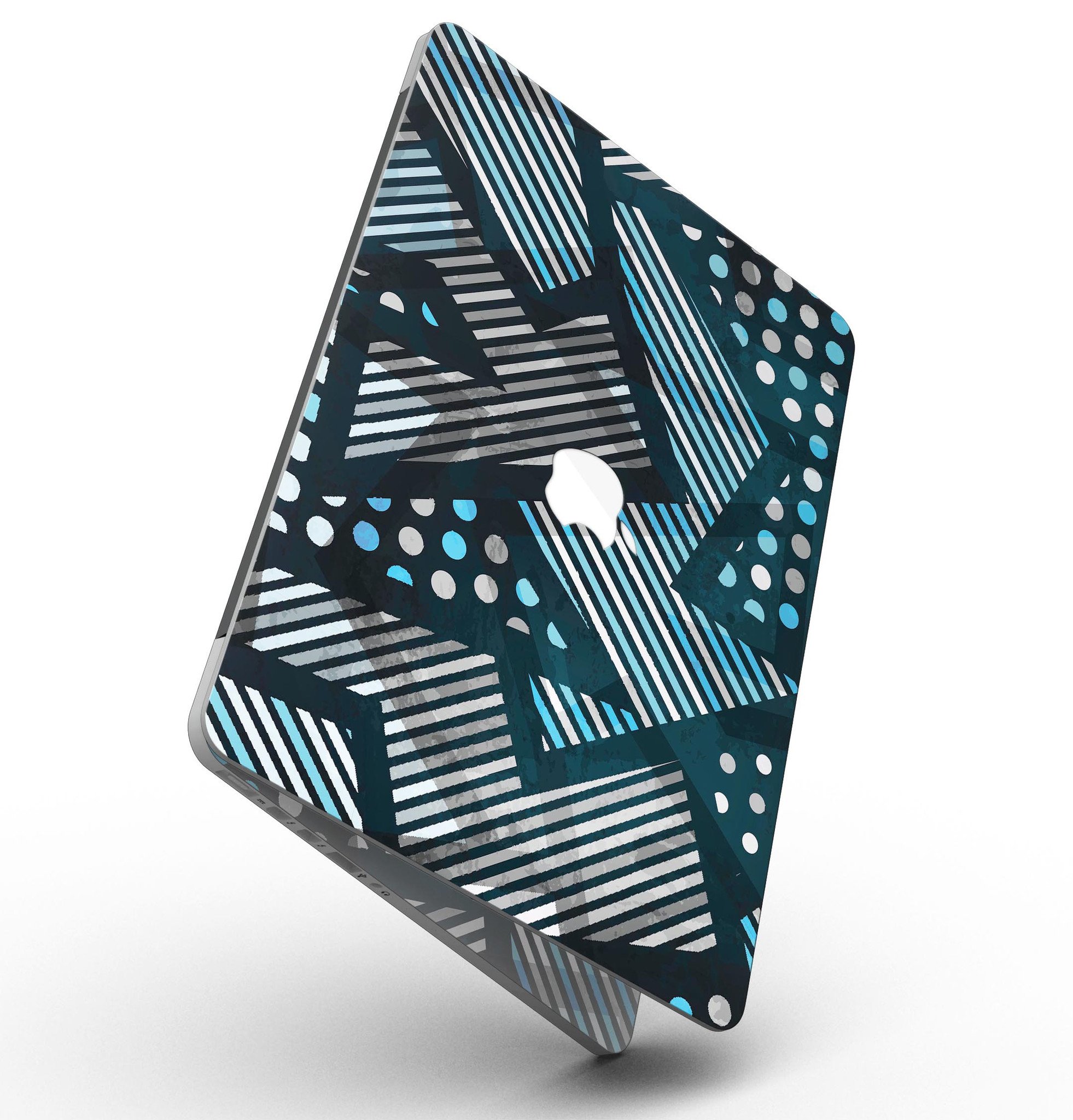 Abstract Black and Blue Overlap skin for MacBook Pro with Retina Display, showcasing a stylish design that protects the device.
