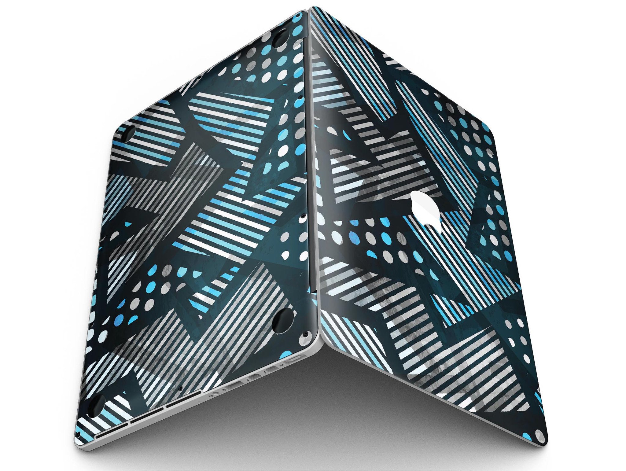 Abstract Black and Blue Overlap skin for MacBook Pro with Retina Display, showcasing a stylish design that protects the device.