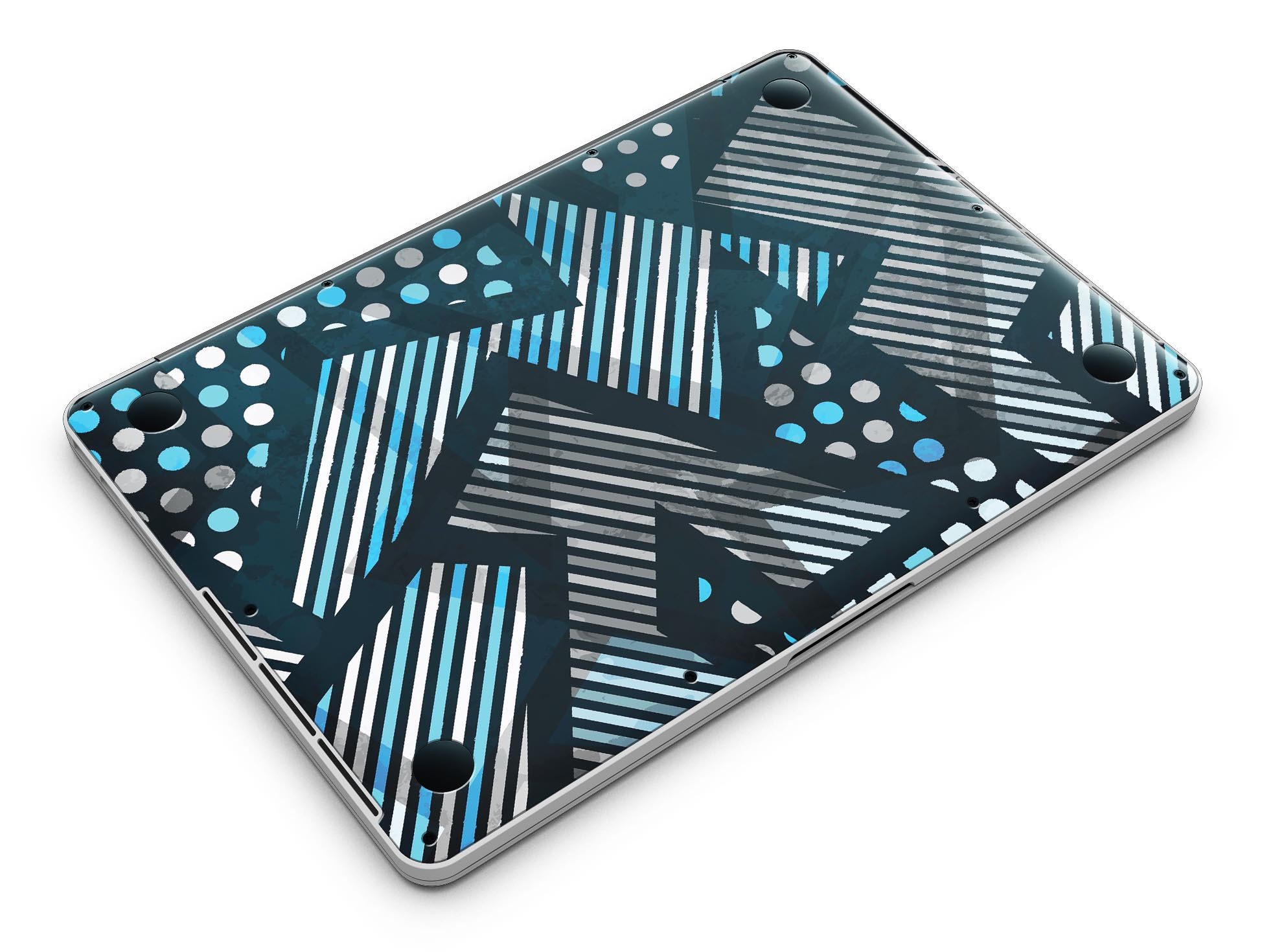 Abstract Black and Blue Overlap skin for MacBook Pro with Retina Display, showcasing a stylish design that protects the device.