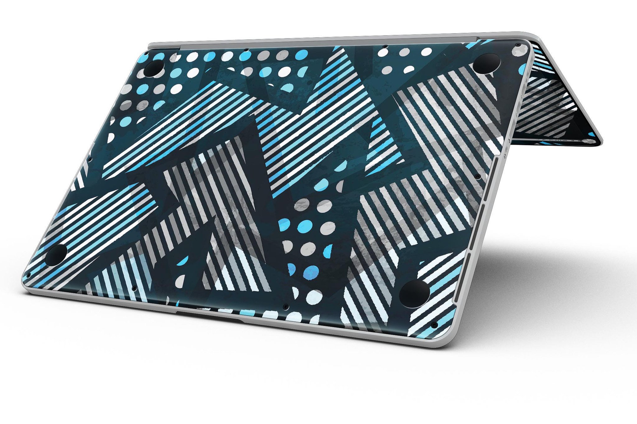 Abstract Black and Blue Overlap skin for MacBook Pro with Retina Display, showcasing a stylish design that protects the device.