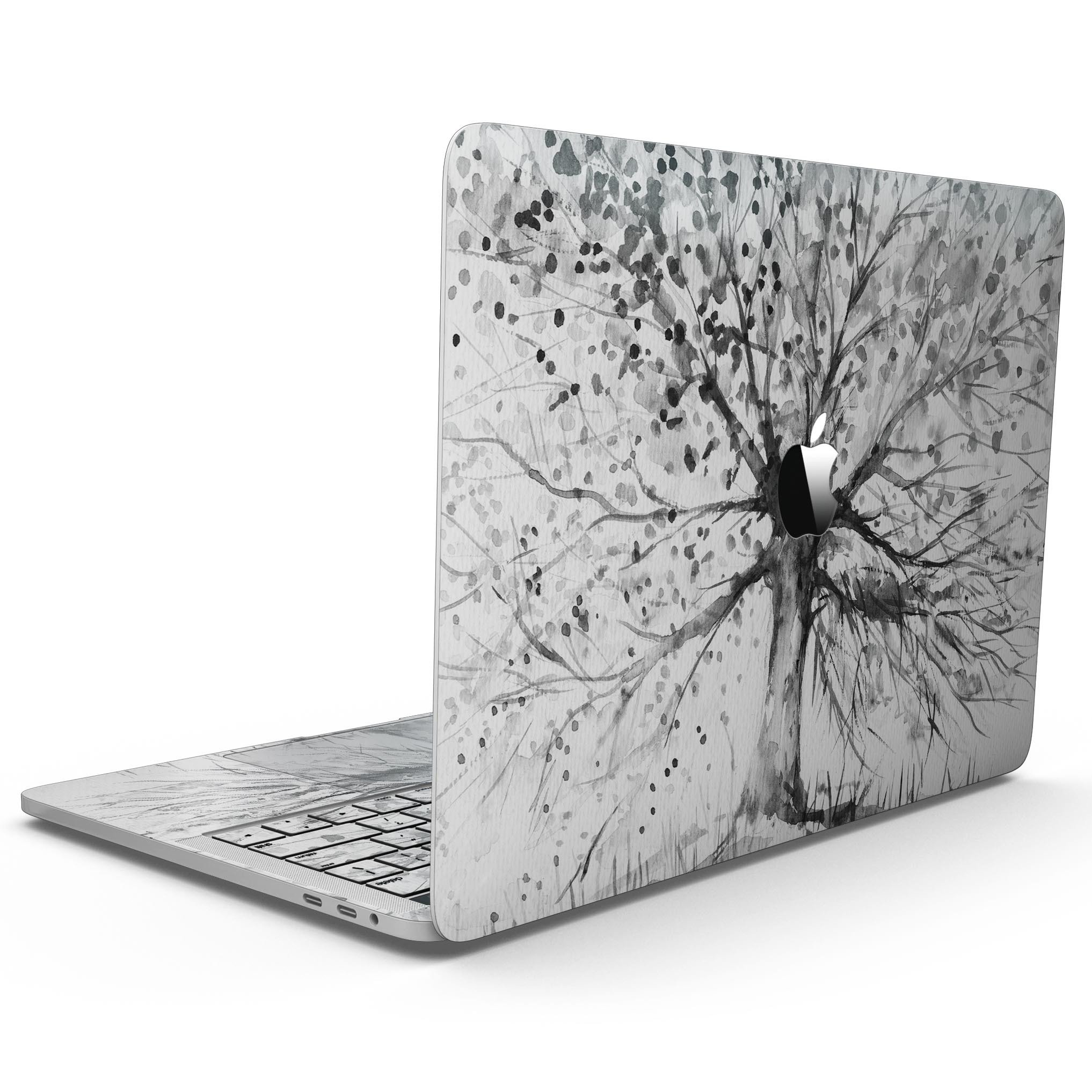 Abstract Black and White WaterColor Vivid Tree skin for MacBook Pro, showcasing a unique artistic design that enhances the device's appearance.