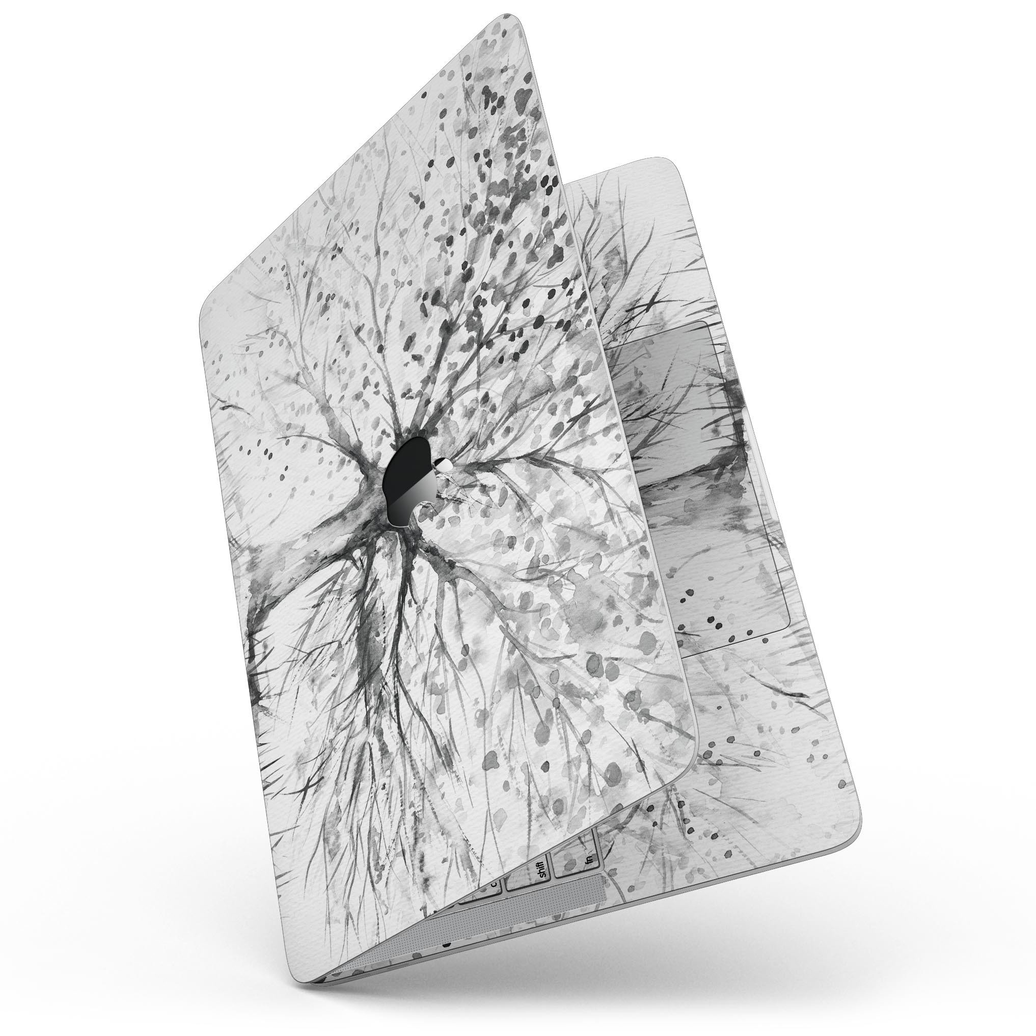 Abstract Black and White WaterColor Vivid Tree skin for MacBook Pro, showcasing a unique artistic design that enhances the device's appearance.
