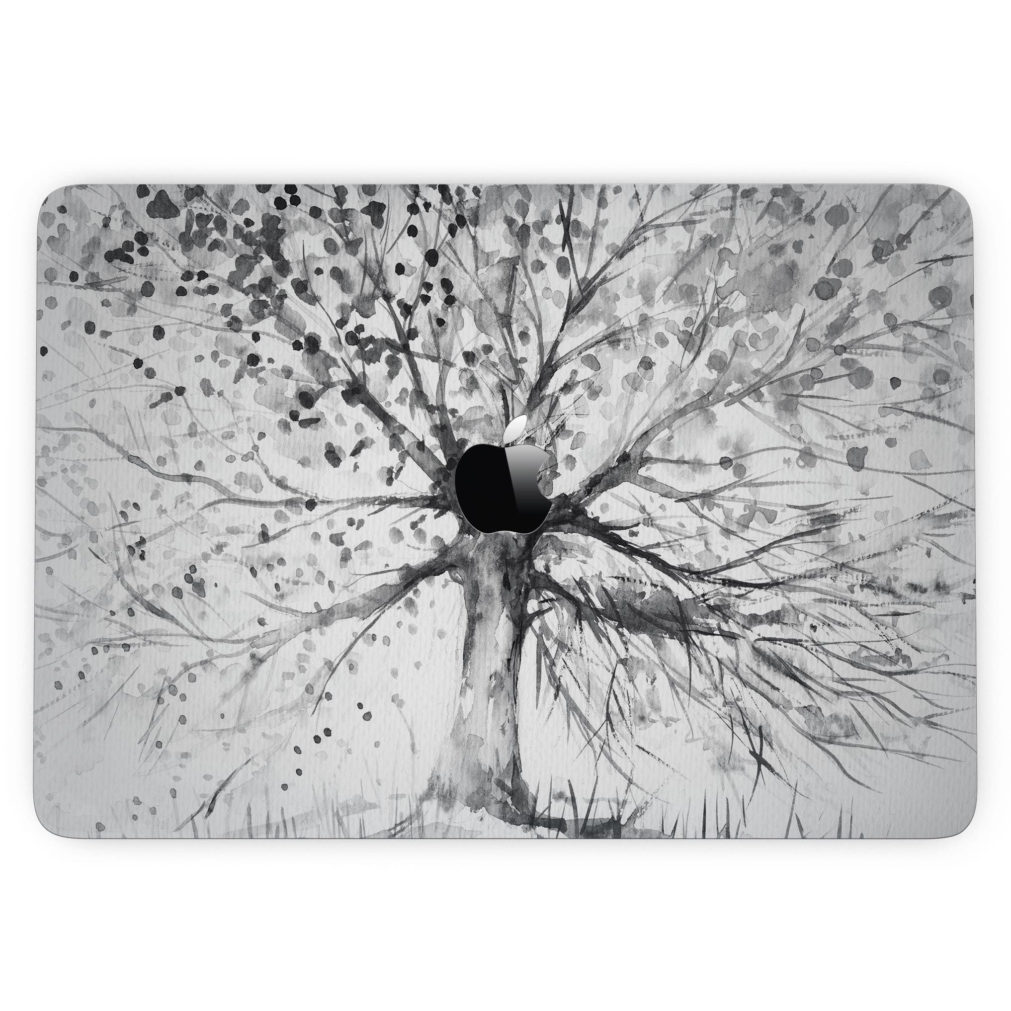 Abstract Black and White WaterColor Vivid Tree skin for MacBook Pro, showcasing a unique artistic design that enhances the device's appearance.