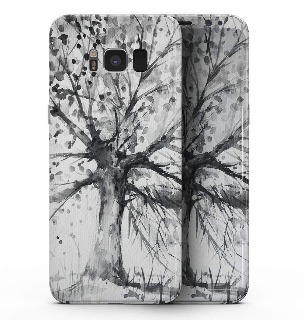 Abstract Black and White WaterColor Vivid Tree skin for Samsung Galaxy S8, showcasing a unique artistic design.