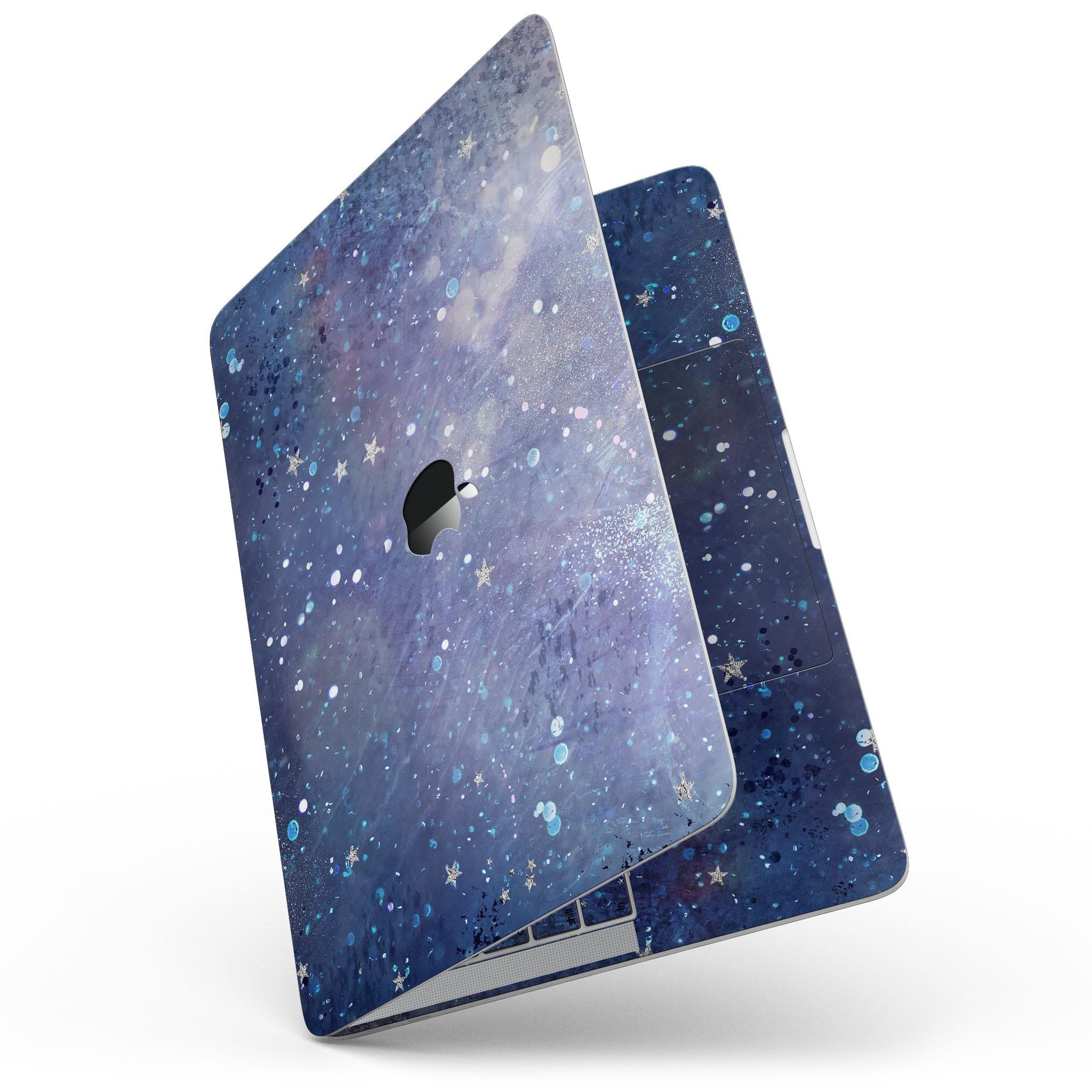 Abstract Blue Grungy Stars skin for 13" MacBook Pro without Touch Bar, showcasing vibrant colors and unique design.