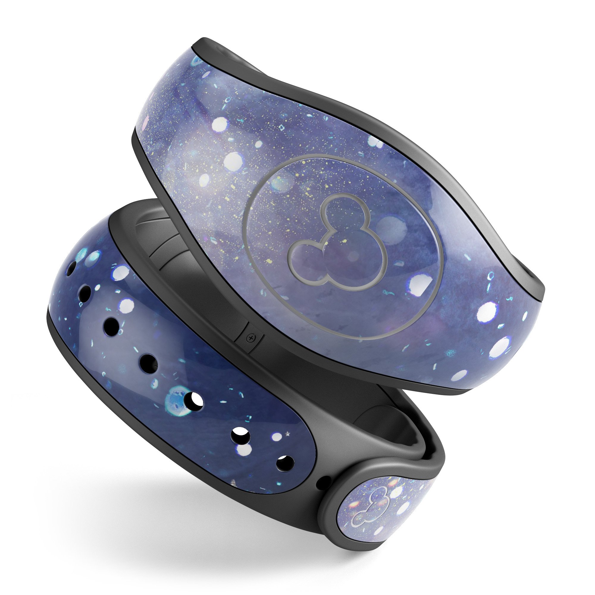 Abstract Blue Grungy Stars decal skin wrap kit for Disney Magic Band, showcasing vibrant colors and unique design.