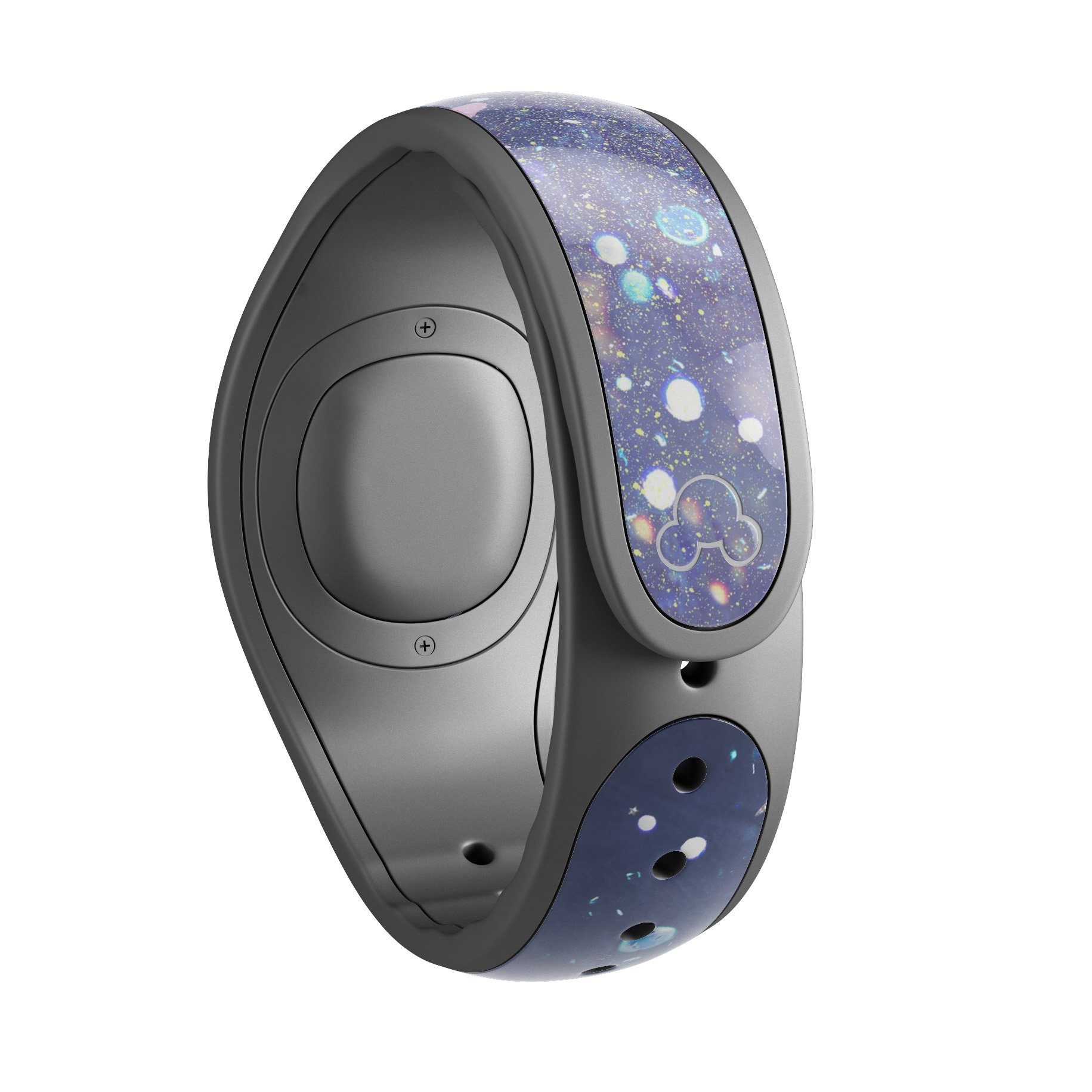 Abstract Blue Grungy Stars decal skin wrap kit for Disney Magic Band, showcasing vibrant colors and unique design.
