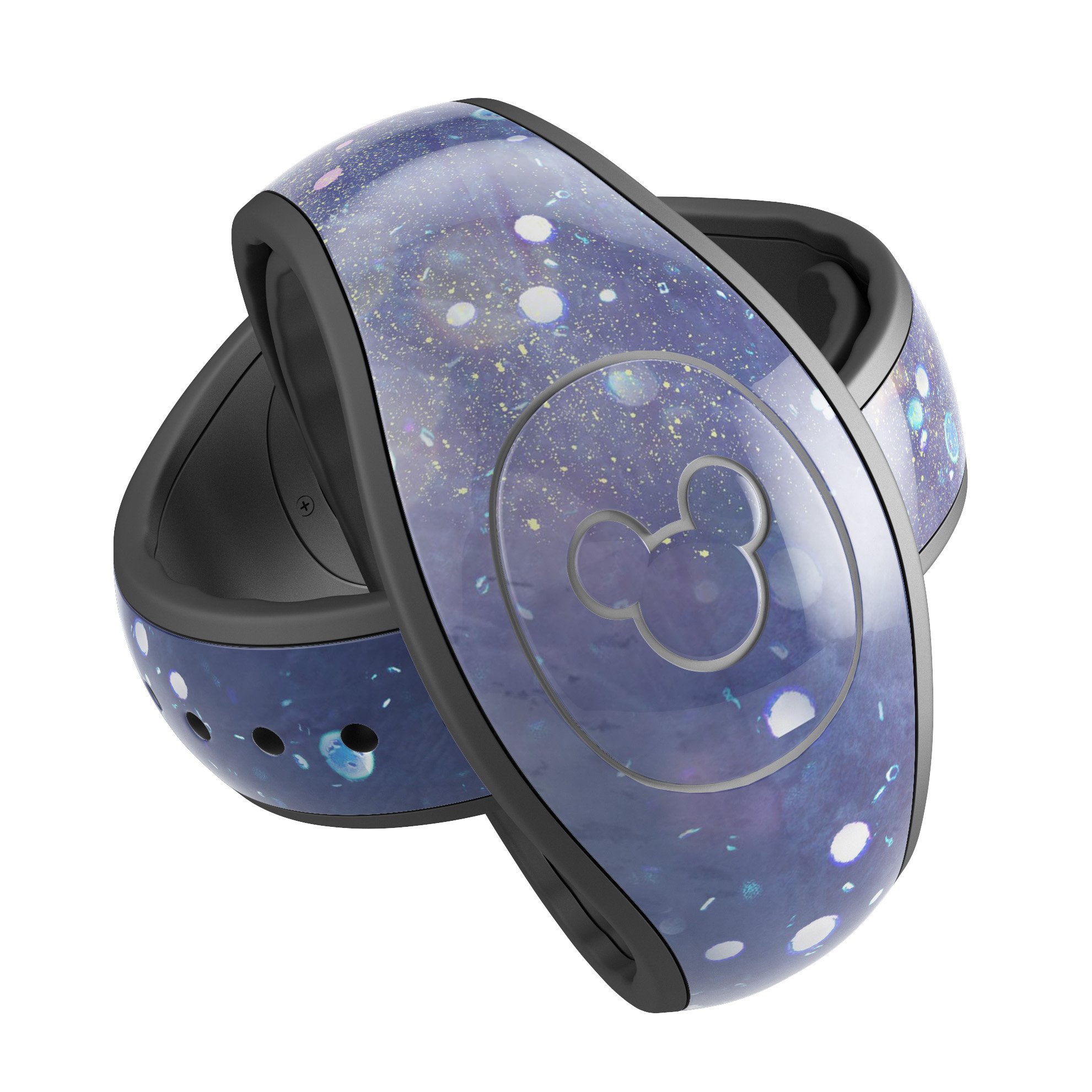 Abstract Blue Grungy Stars decal skin wrap kit for Disney Magic Band, showcasing vibrant colors and unique design.