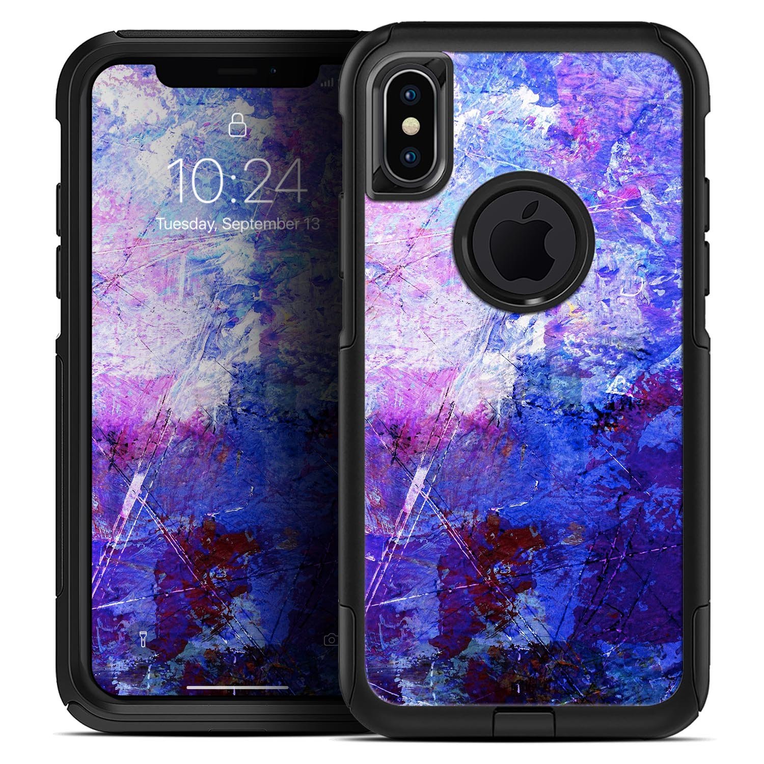 Abstract Blue and Pink Surface Skin Kit for iPhone OtterBox Cases, showcasing vibrant colors and sleek design.