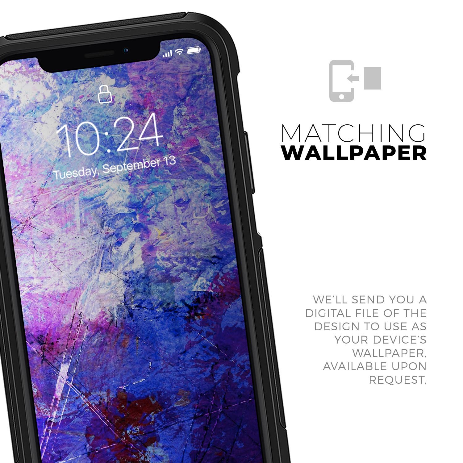 Abstract Blue and Pink Surface Skin Kit for iPhone OtterBox Cases, showcasing vibrant colors and sleek design.