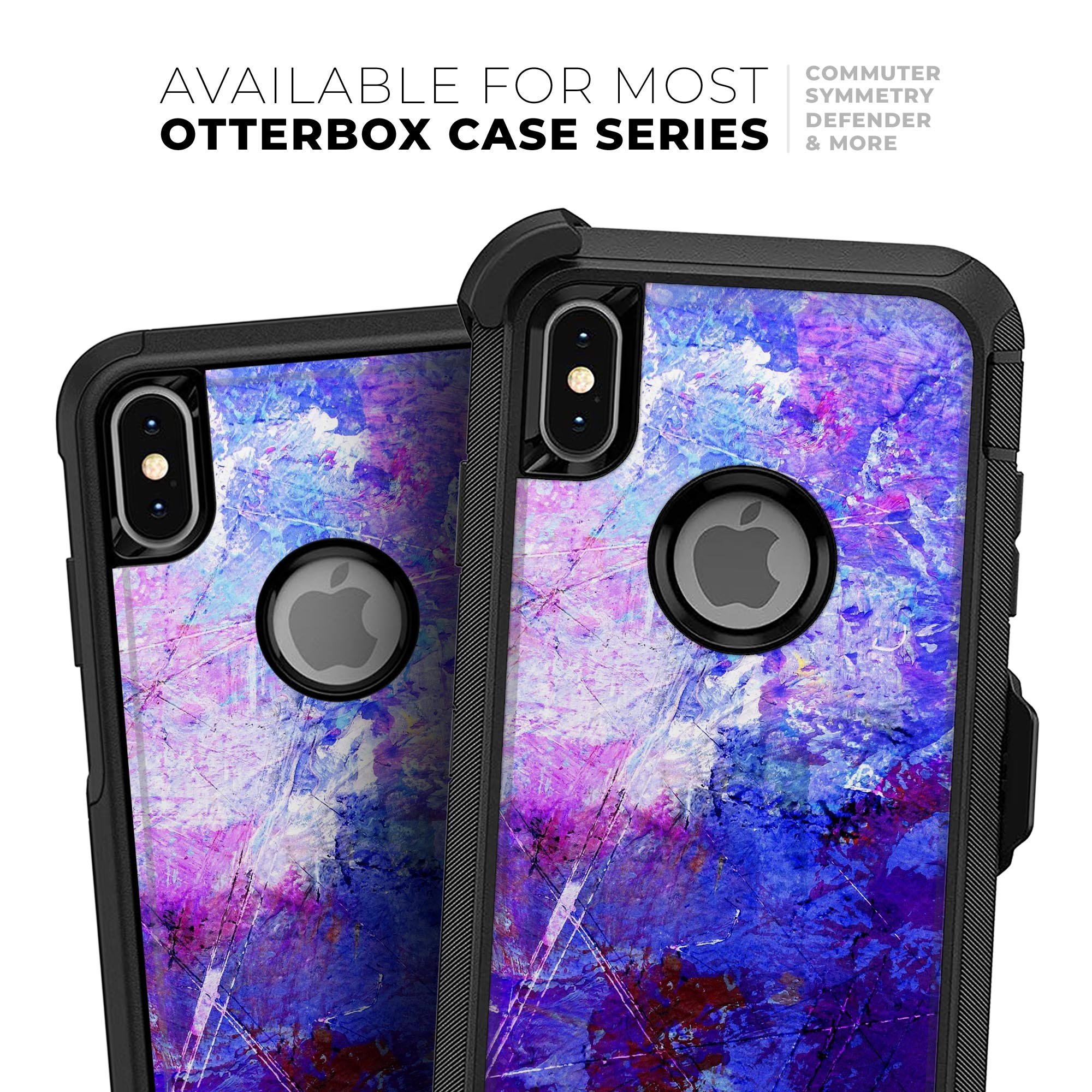 Abstract Blue and Pink Surface Skin Kit for iPhone OtterBox Cases, showcasing vibrant colors and sleek design.