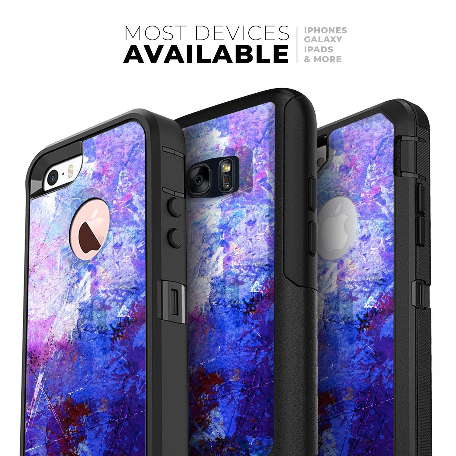 Abstract Blue and Pink Surface Skin Kit for iPhone OtterBox Cases, showcasing vibrant colors and sleek design.