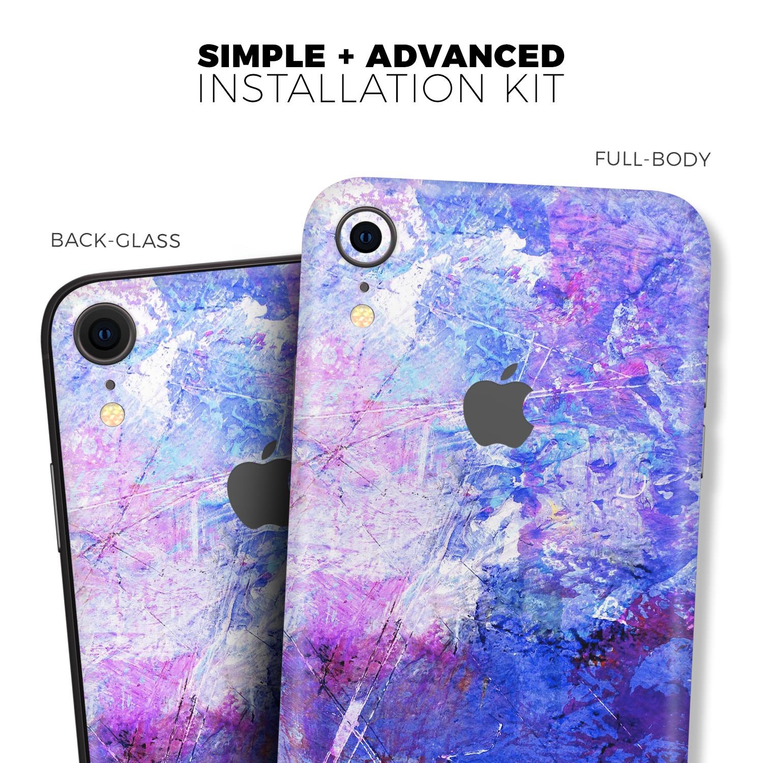 Abstract Blue & Pink Surface Skin-Kit for Apple iPhone XR and XS, showcasing vibrant colors and sleek design.