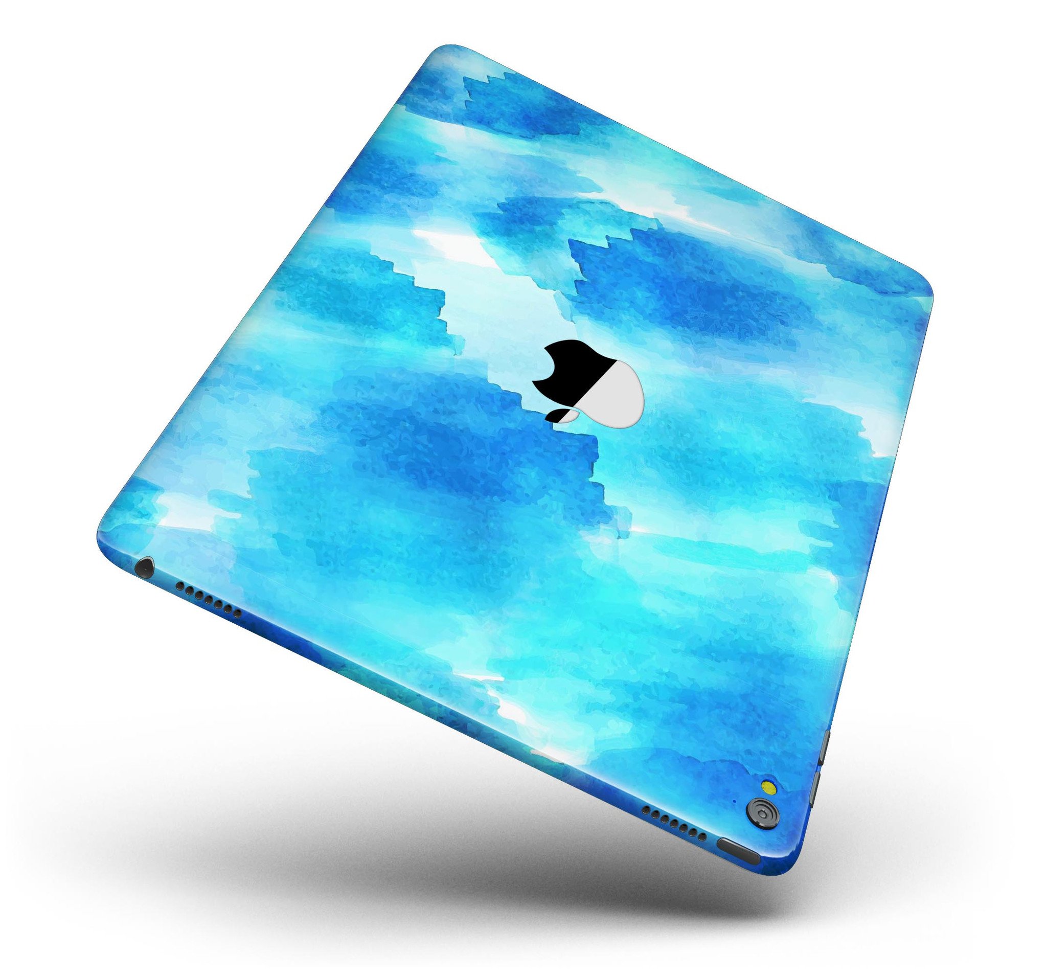 Abstract Blue Stroked Watercolour Full Body Skin for iPad Pro, showcasing vibrant colors and a sleek design.