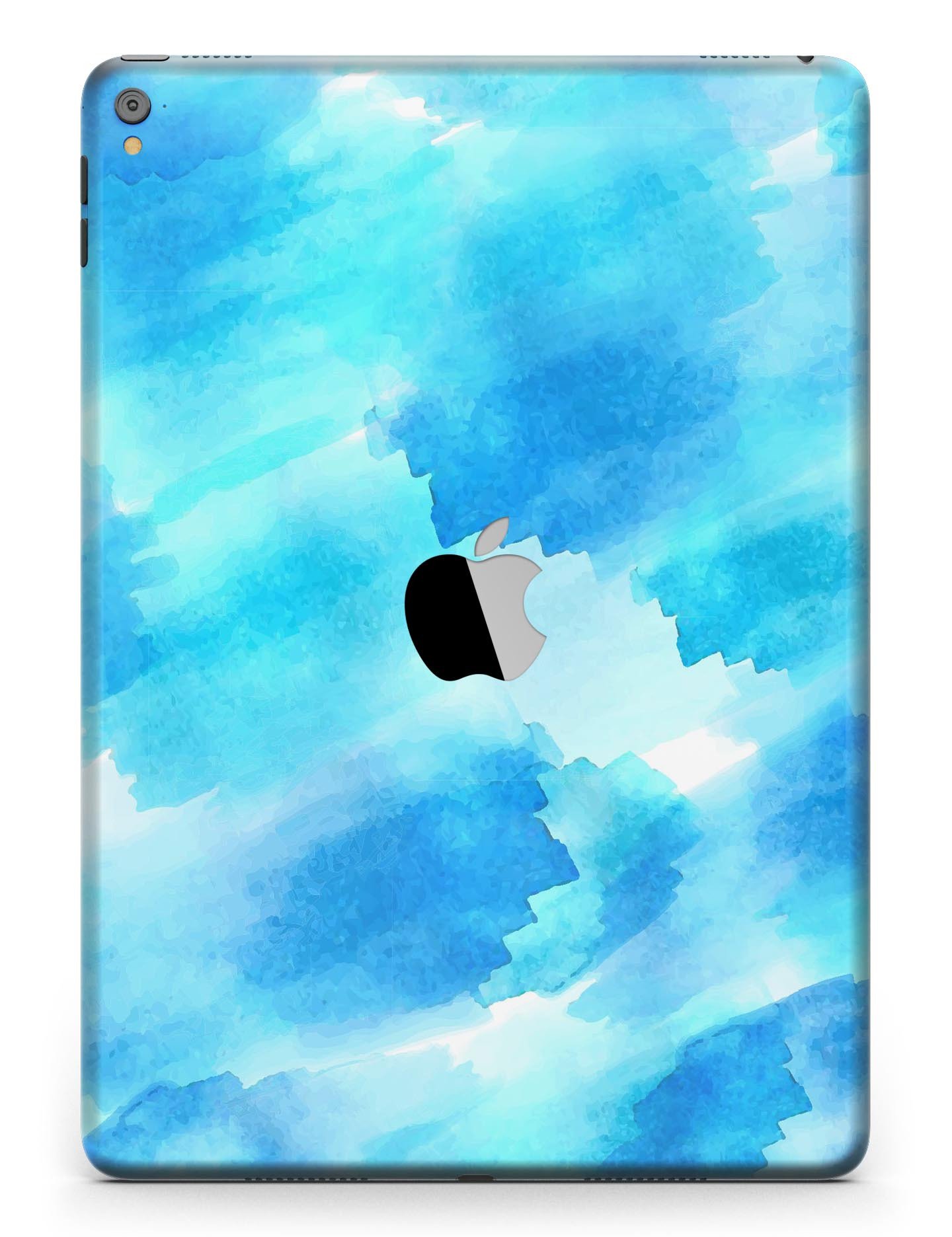 Abstract Blue Stroked Watercolour Full Body Skin for iPad Pro, showcasing vibrant colors and a sleek design.