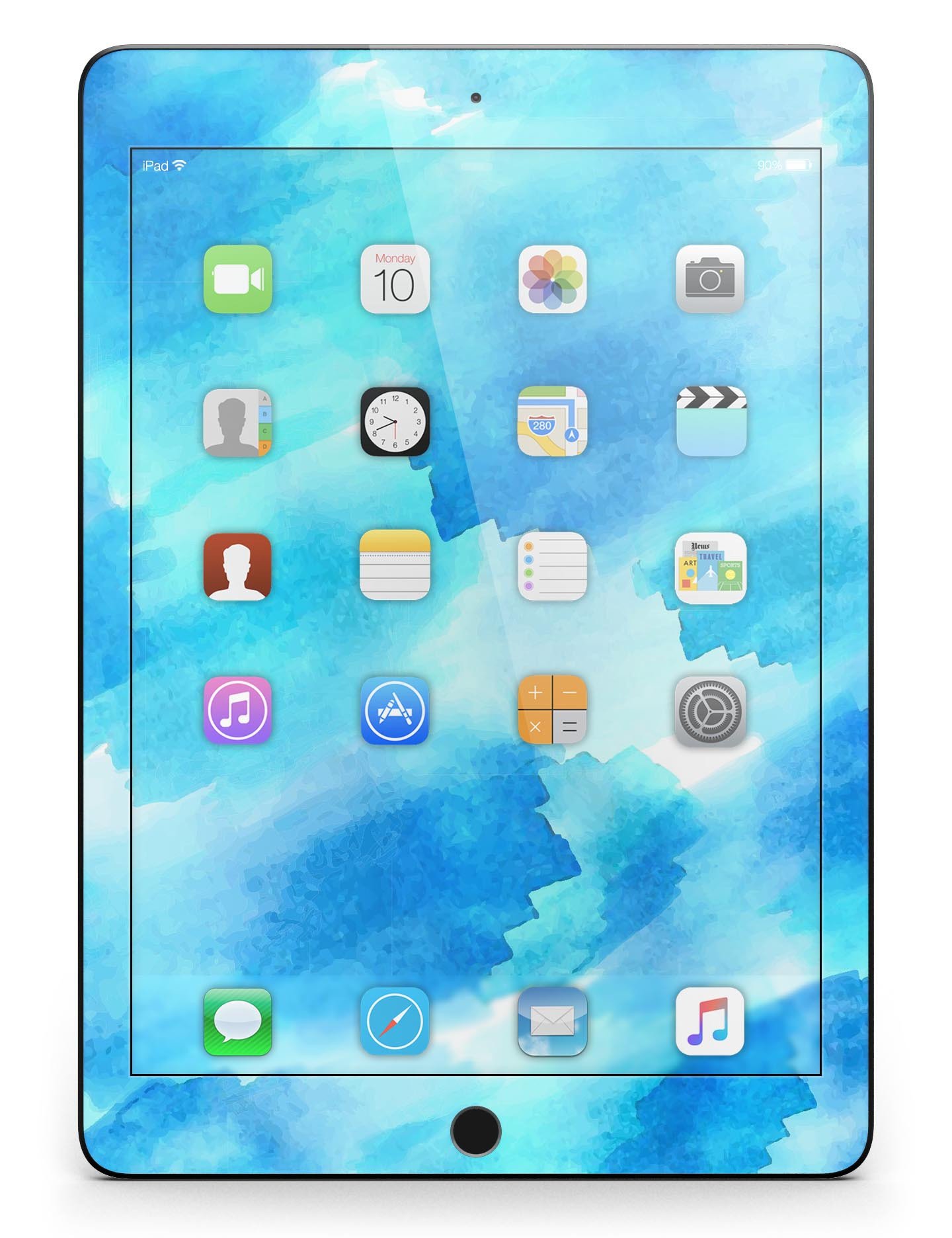Abstract Blue Stroked Watercolour Full Body Skin for iPad Pro, showcasing vibrant colors and a sleek design.