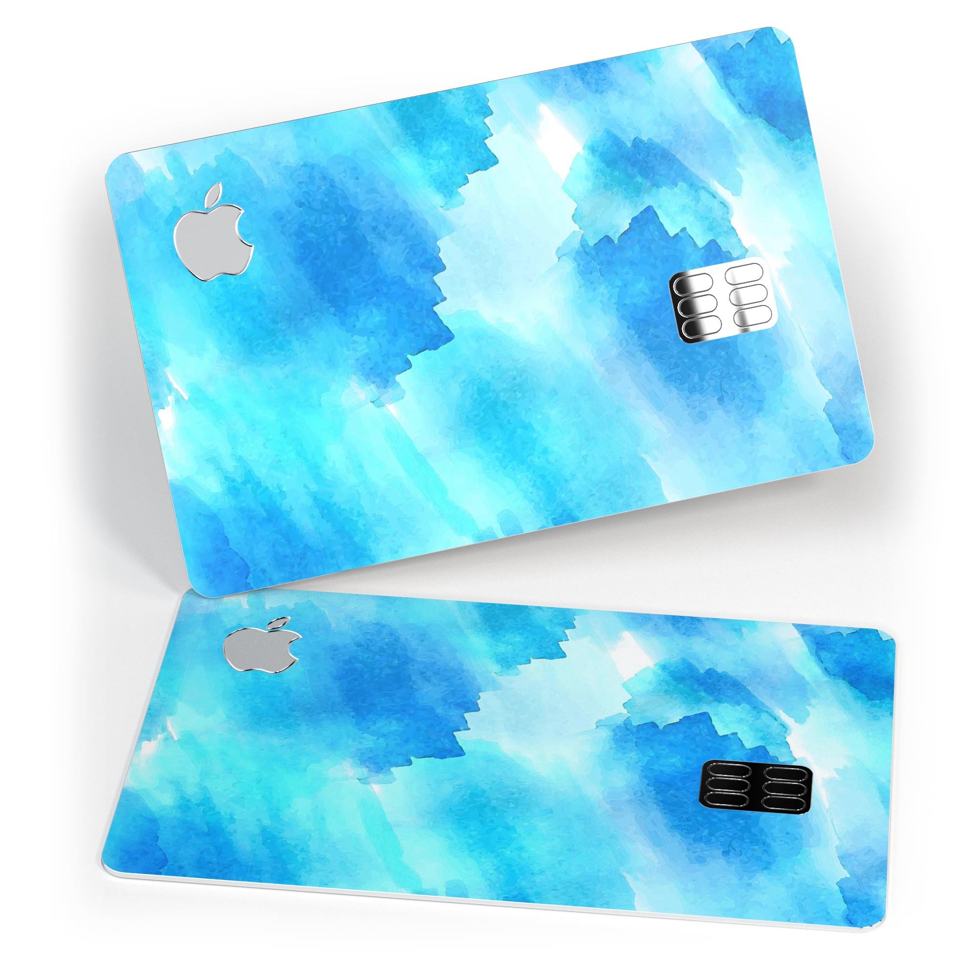 Abstract Blue Stroked Watercolour skin kit for Apple Card, showcasing vibrant colors and premium vinyl material.
