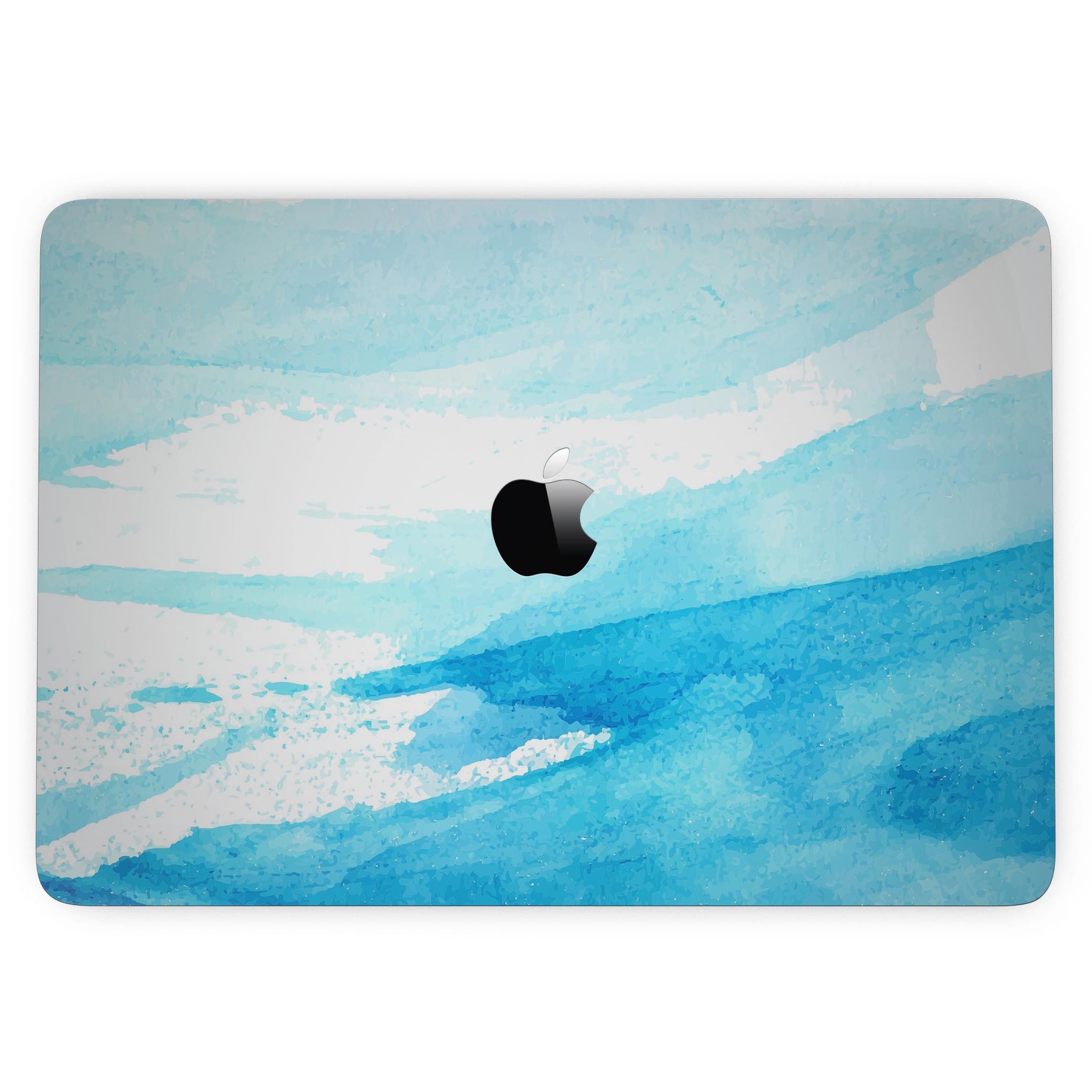 Abstract Blue Strokes skin kit for MacBook Pro with Touch Bar, showcasing vibrant blue strokes on a sleek vinyl surface.