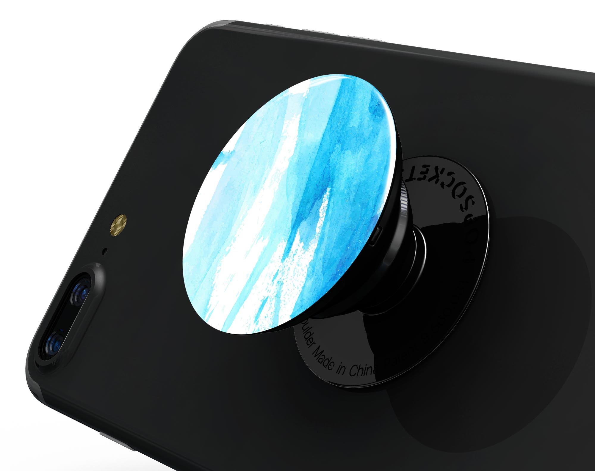 Abstract Blue Strokes Skin Kit for PopSockets, showcasing vibrant blue strokes on a premium vinyl surface.