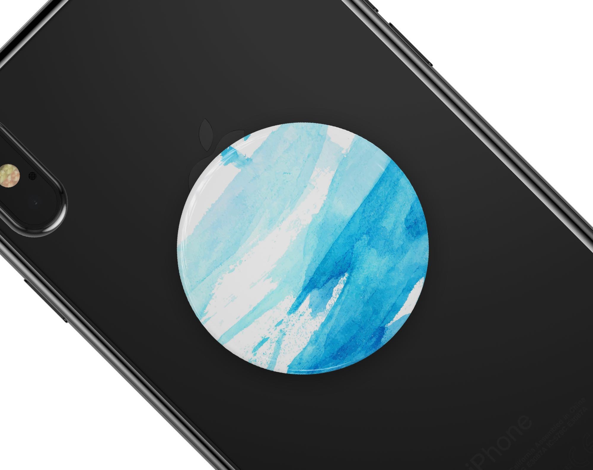 Abstract Blue Strokes Skin Kit for PopSockets, showcasing vibrant blue strokes on a premium vinyl surface.