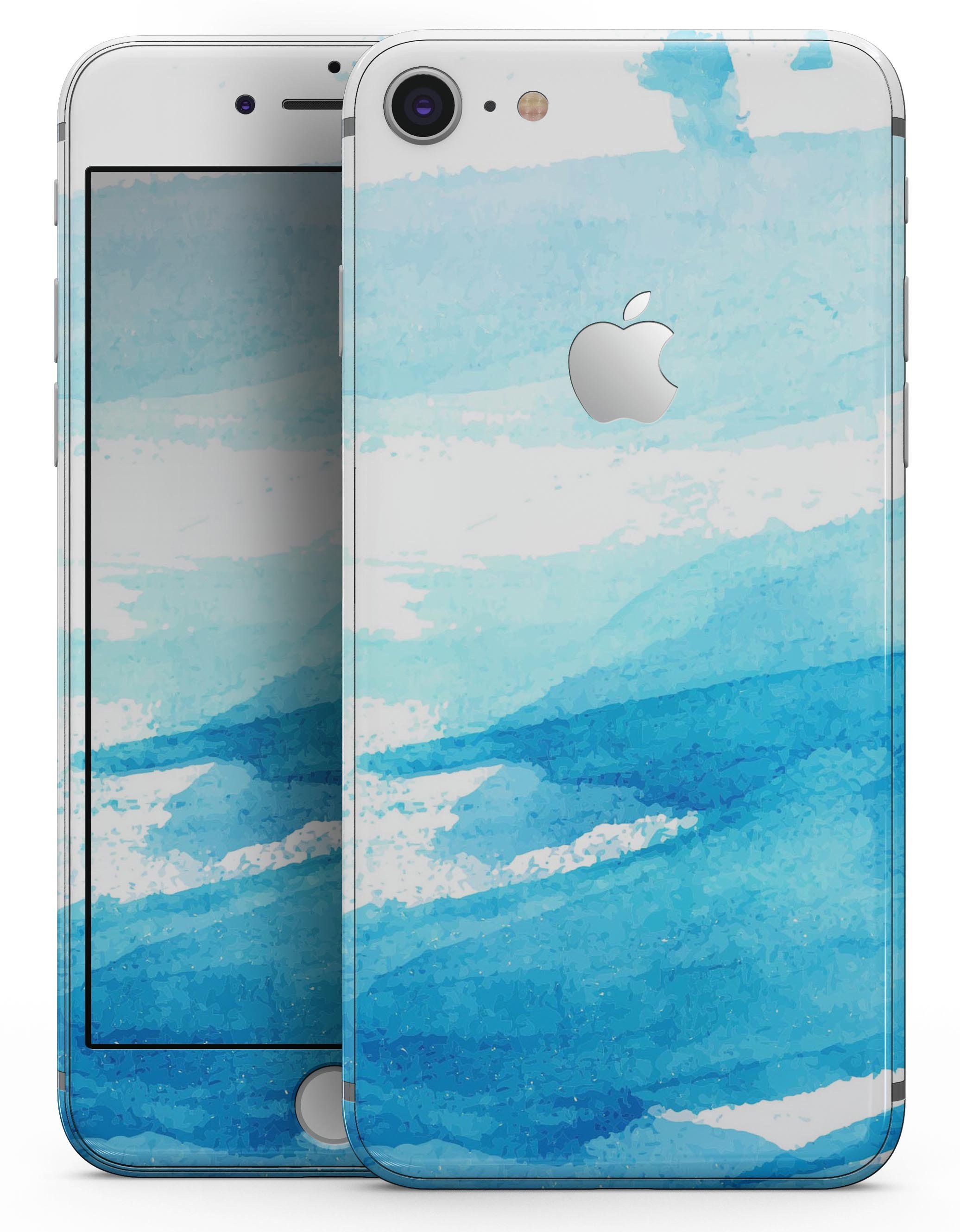 Abstract Blue Strokes skin for iPhone 8 and 8 Plus, showcasing vibrant blue strokes on a sleek vinyl surface.