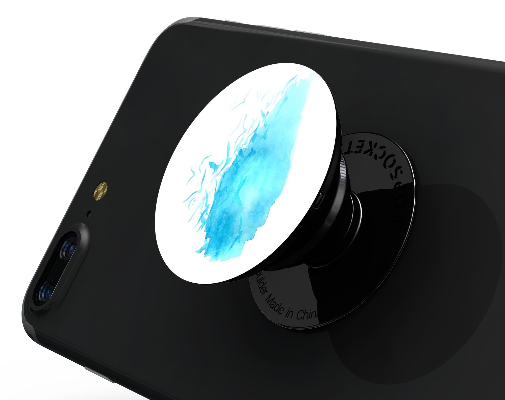 Abstract Blue Watercolor Seagull Swarm skin for PopSockets, showcasing vibrant blue hues and artistic design.