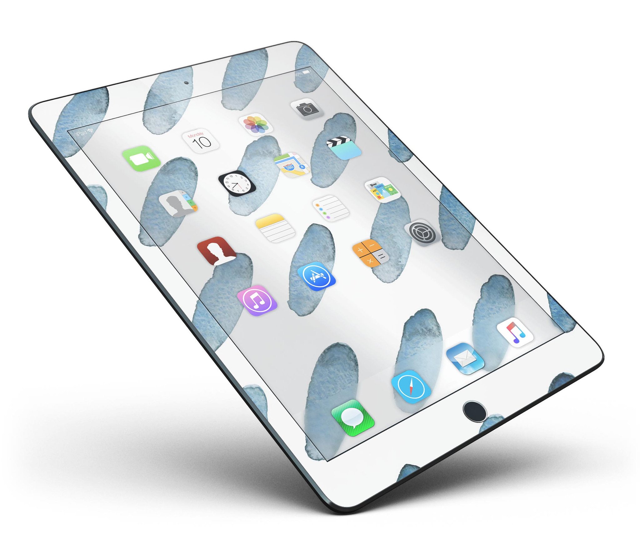 Abstract Blue Watercolor Strokes Full Body Skin for iPad Pro, showcasing vibrant blue and artistic strokes on a sleek surface.