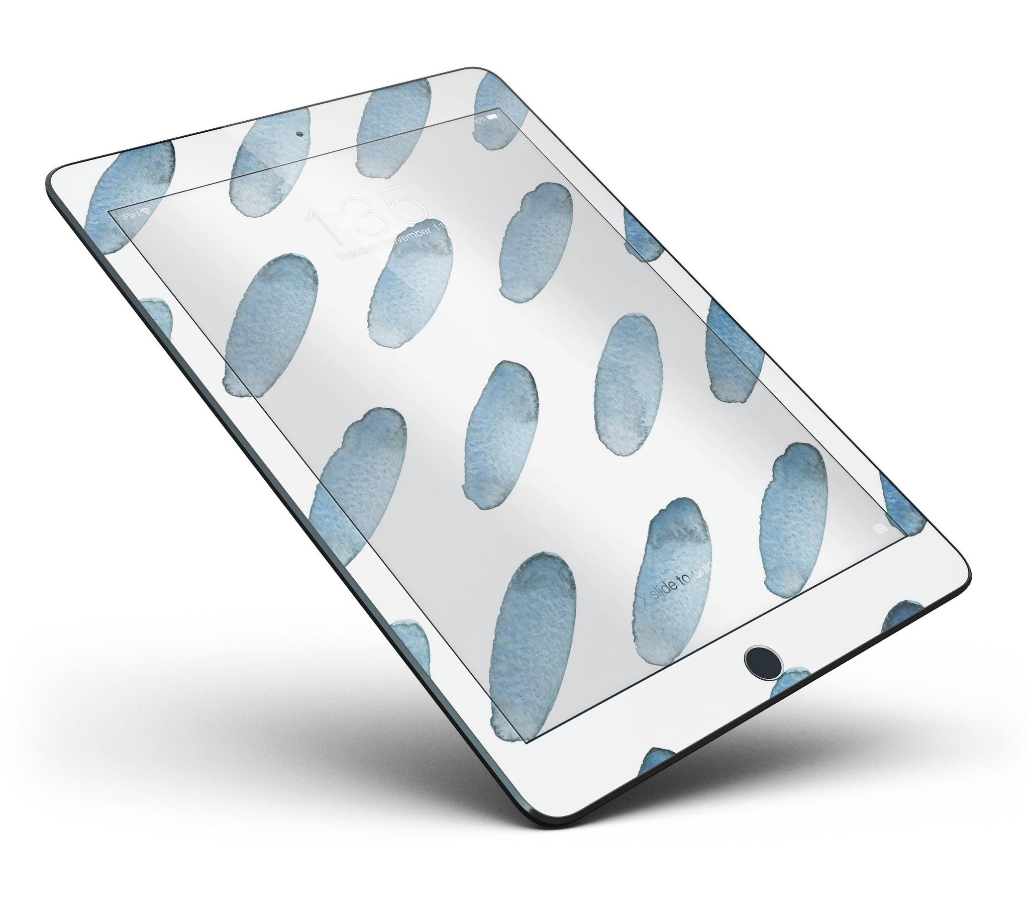 Abstract Blue Watercolor Strokes Full Body Skin for iPad Pro, showcasing vibrant blue and artistic strokes on a sleek surface.