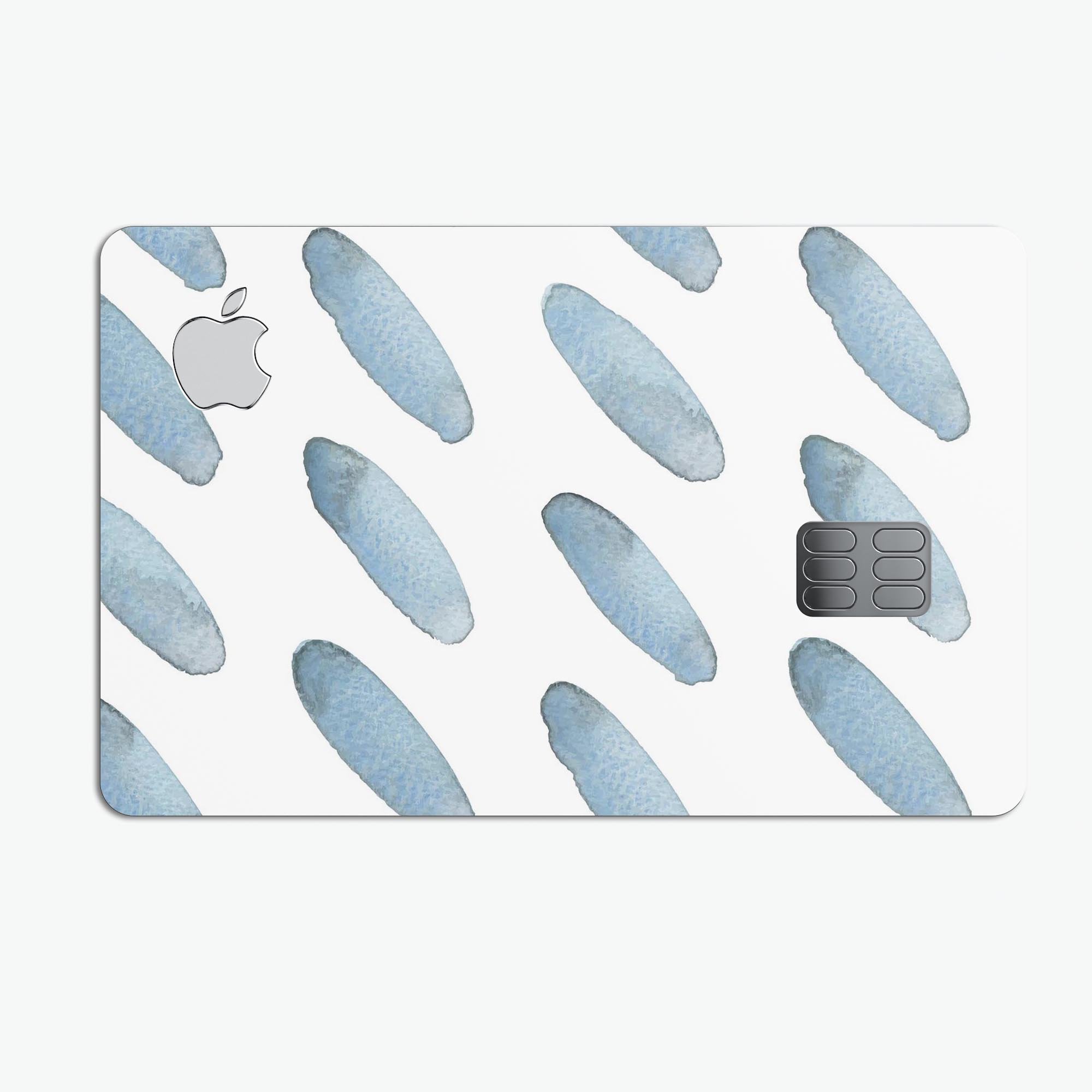 Abstract Blue Watercolor Strokes skin for Apple Card, showcasing vibrant colors and premium vinyl material.