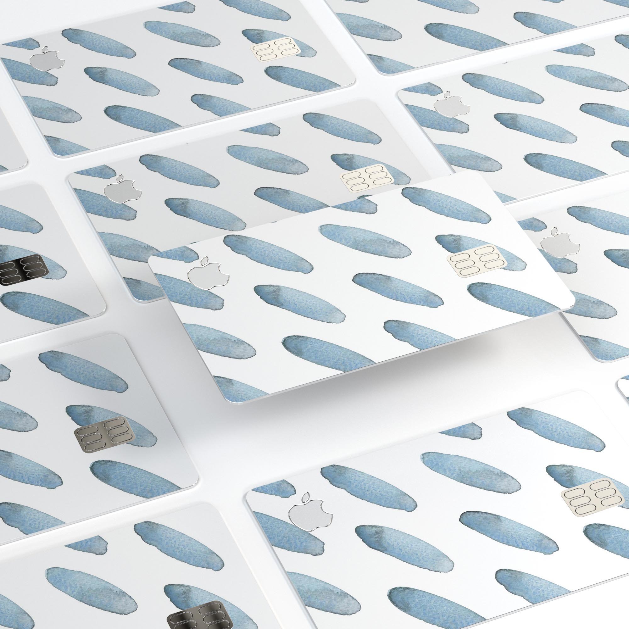 Abstract Blue Watercolor Strokes skin for Apple Card, showcasing vibrant colors and premium vinyl material.