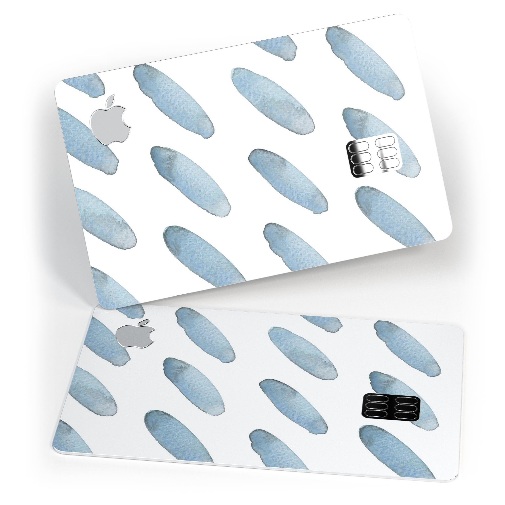 Abstract Blue Watercolor Strokes skin for Apple Card, showcasing vibrant colors and premium vinyl material.