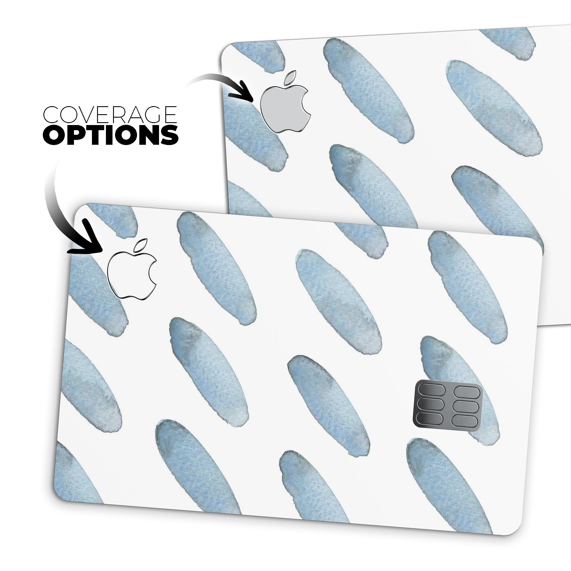 Abstract Blue Watercolor Strokes skin for Apple Card, showcasing vibrant colors and premium vinyl material.