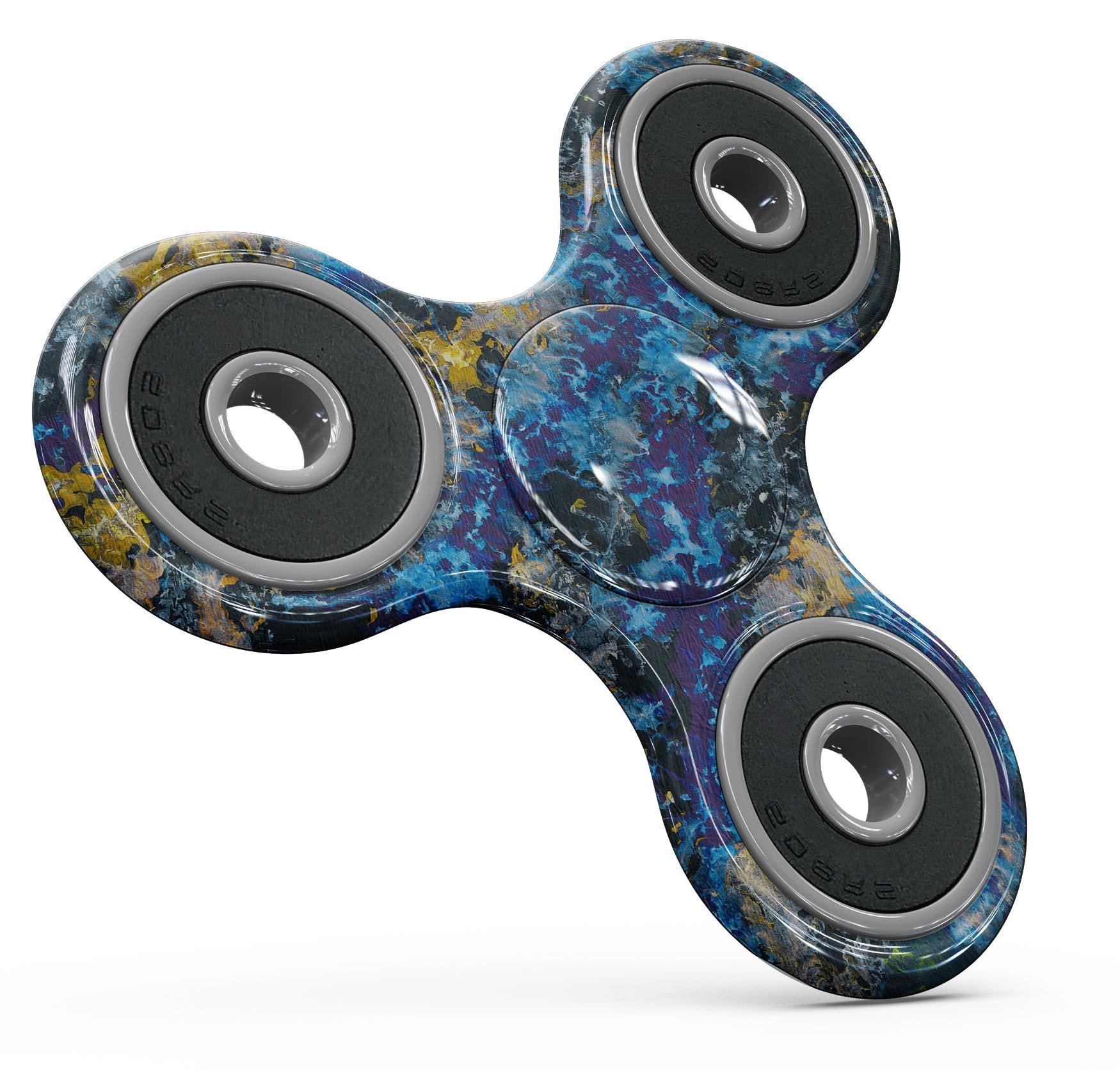 Abstract Blue Wet Paint Full-Body Skin-Kit for fidget spinner, showcasing vibrant colors and artistic design.