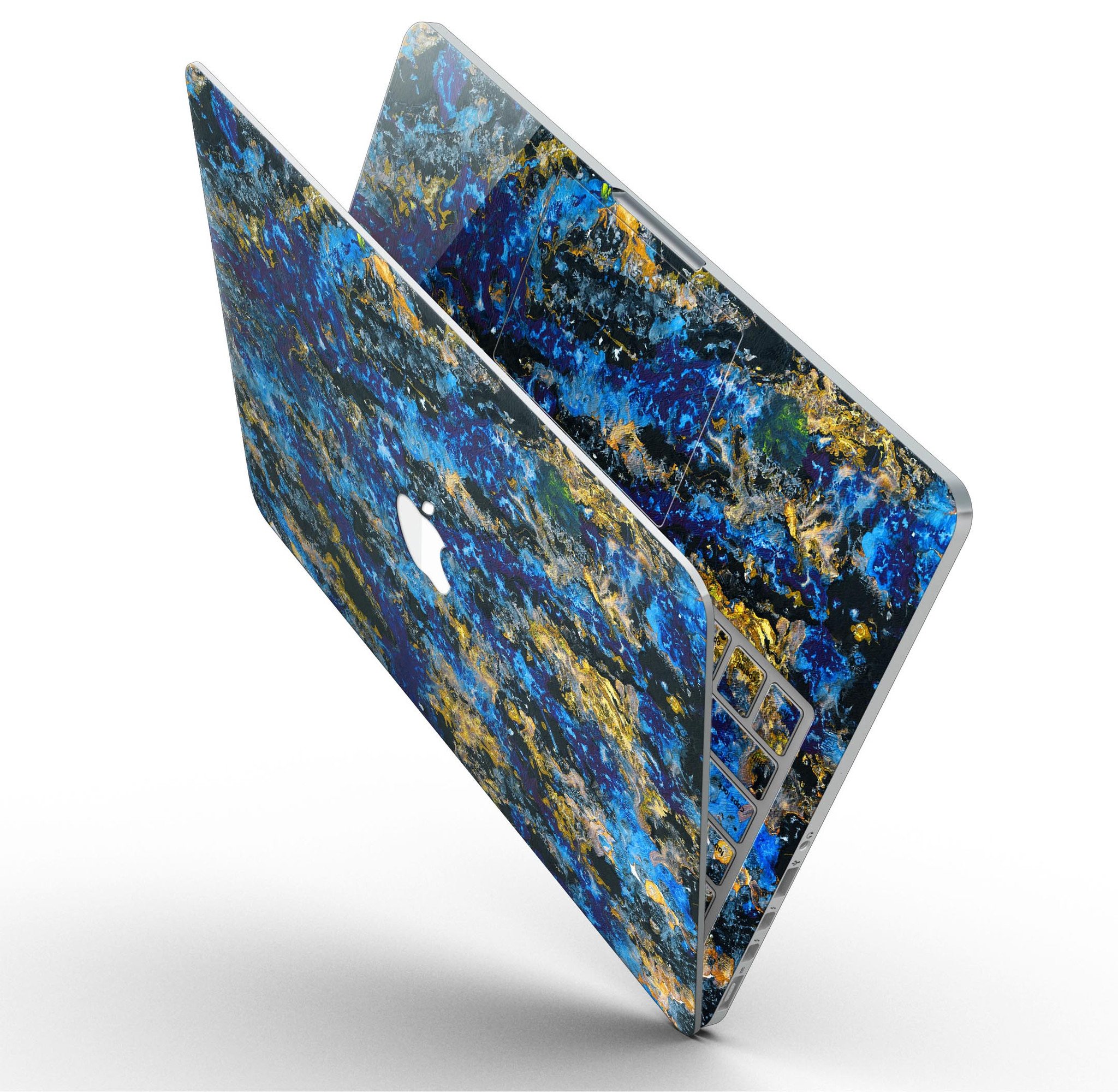 Abstract Blue Wet Paint skin for MacBook Pro with Retina Display, showcasing vibrant blue hues and a sleek design.