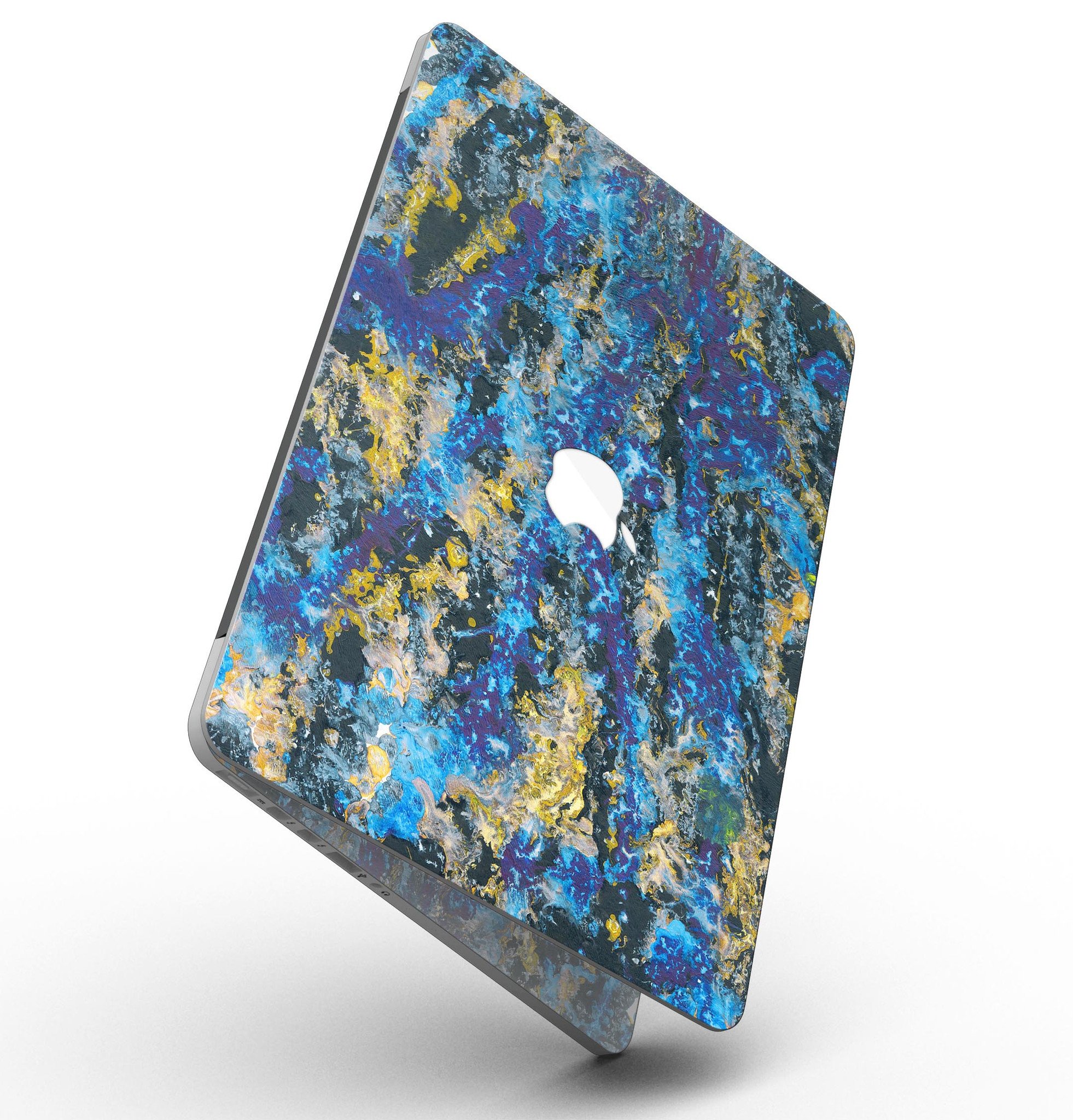 Abstract Blue Wet Paint skin for MacBook Pro with Retina Display, showcasing vibrant blue hues and a sleek design.