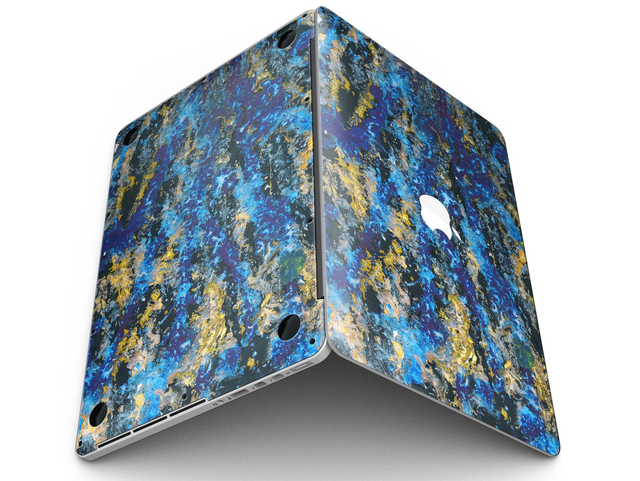 Abstract Blue Wet Paint skin for MacBook Pro with Retina Display, showcasing vibrant blue hues and a sleek design.