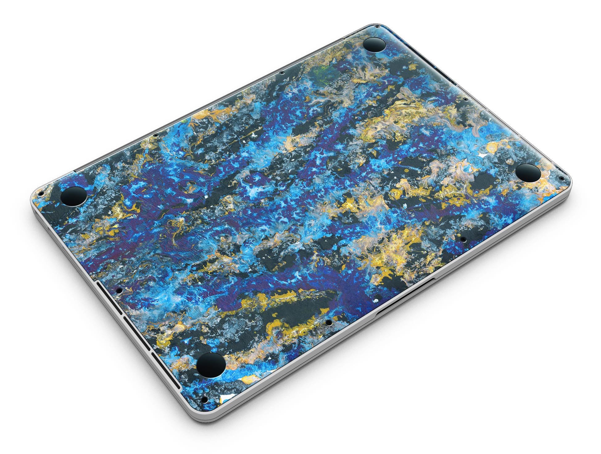 Abstract Blue Wet Paint skin for MacBook Pro with Retina Display, showcasing vibrant blue hues and a sleek design.