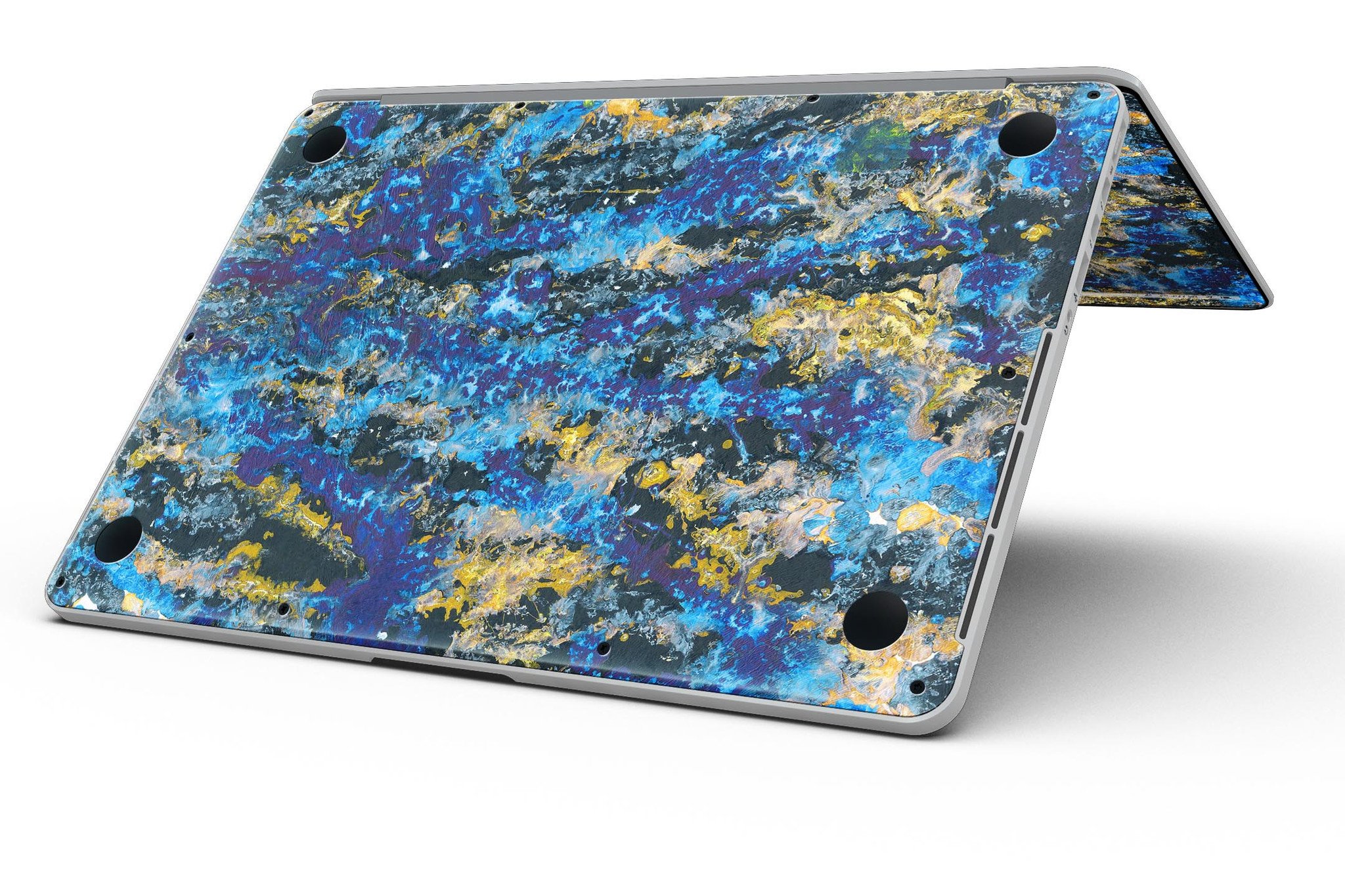 Abstract Blue Wet Paint skin for MacBook Pro with Retina Display, showcasing vibrant blue hues and a sleek design.