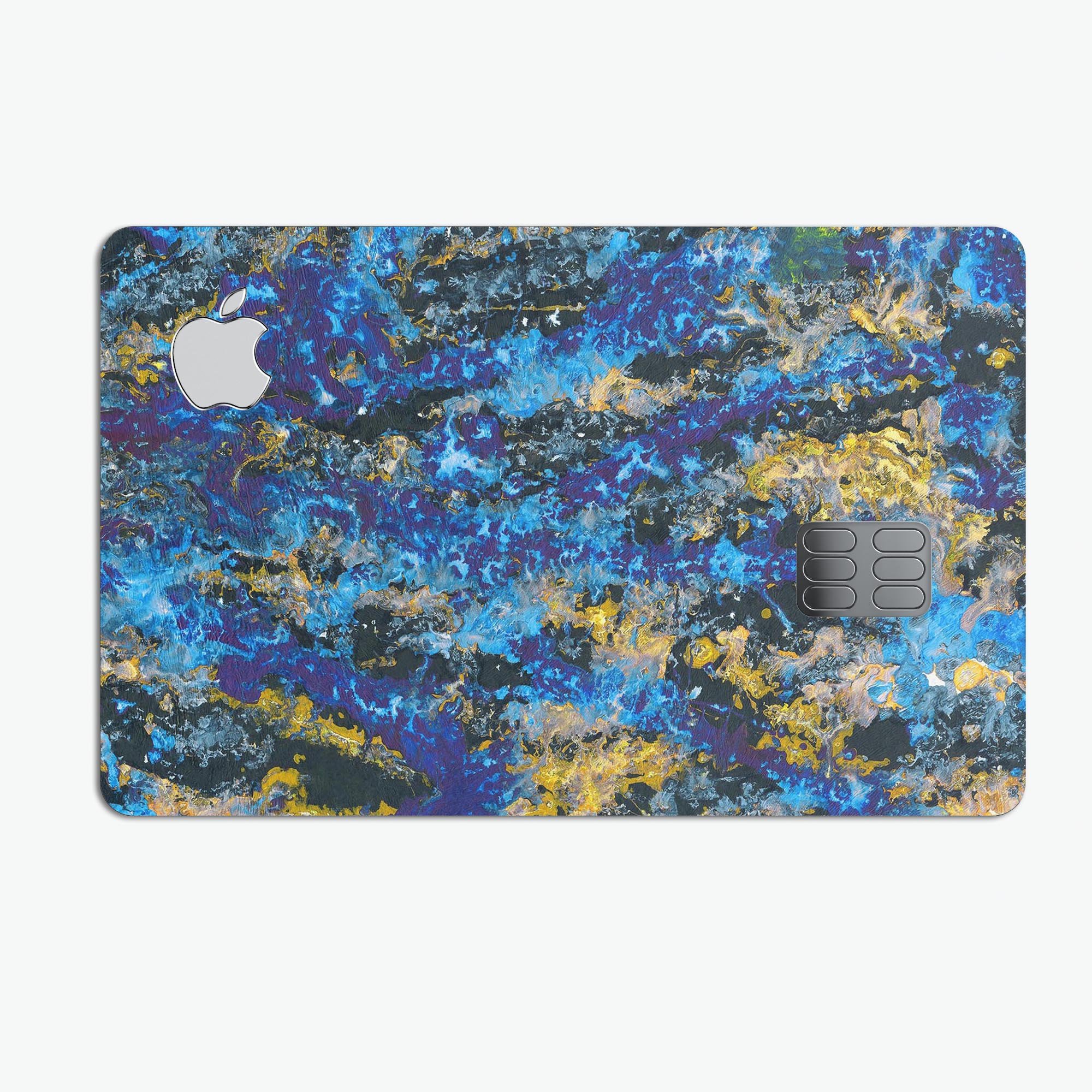 Abstract Blue Wet Paint skin decal for Apple Card, showcasing a vibrant design and premium finish.