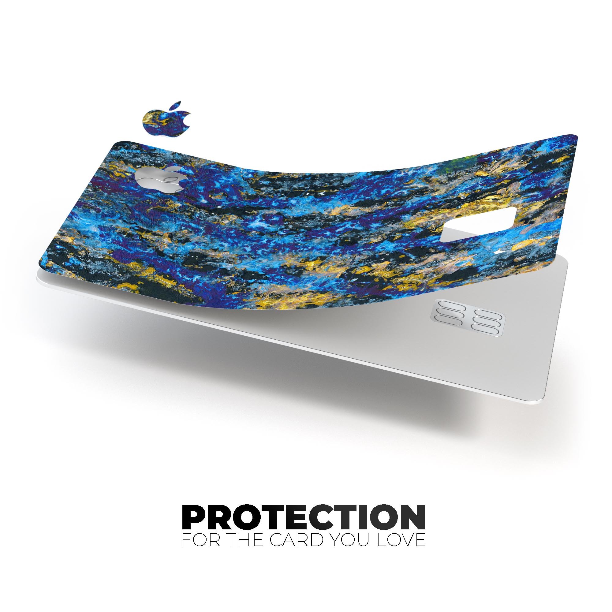 Abstract Blue Wet Paint skin decal for Apple Card, showcasing a vibrant design and premium finish.