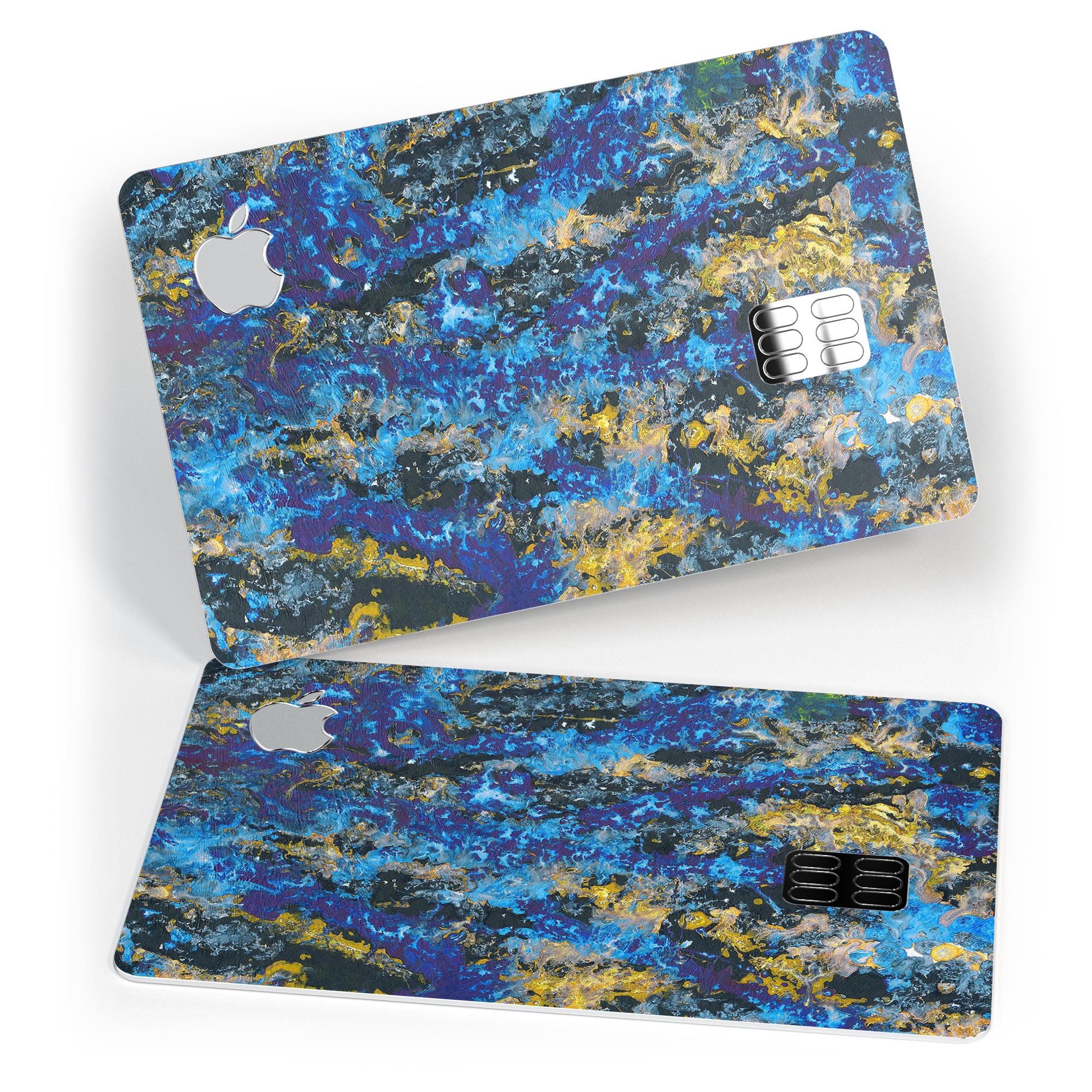 Abstract Blue Wet Paint skin decal for Apple Card, showcasing a vibrant design and premium finish.