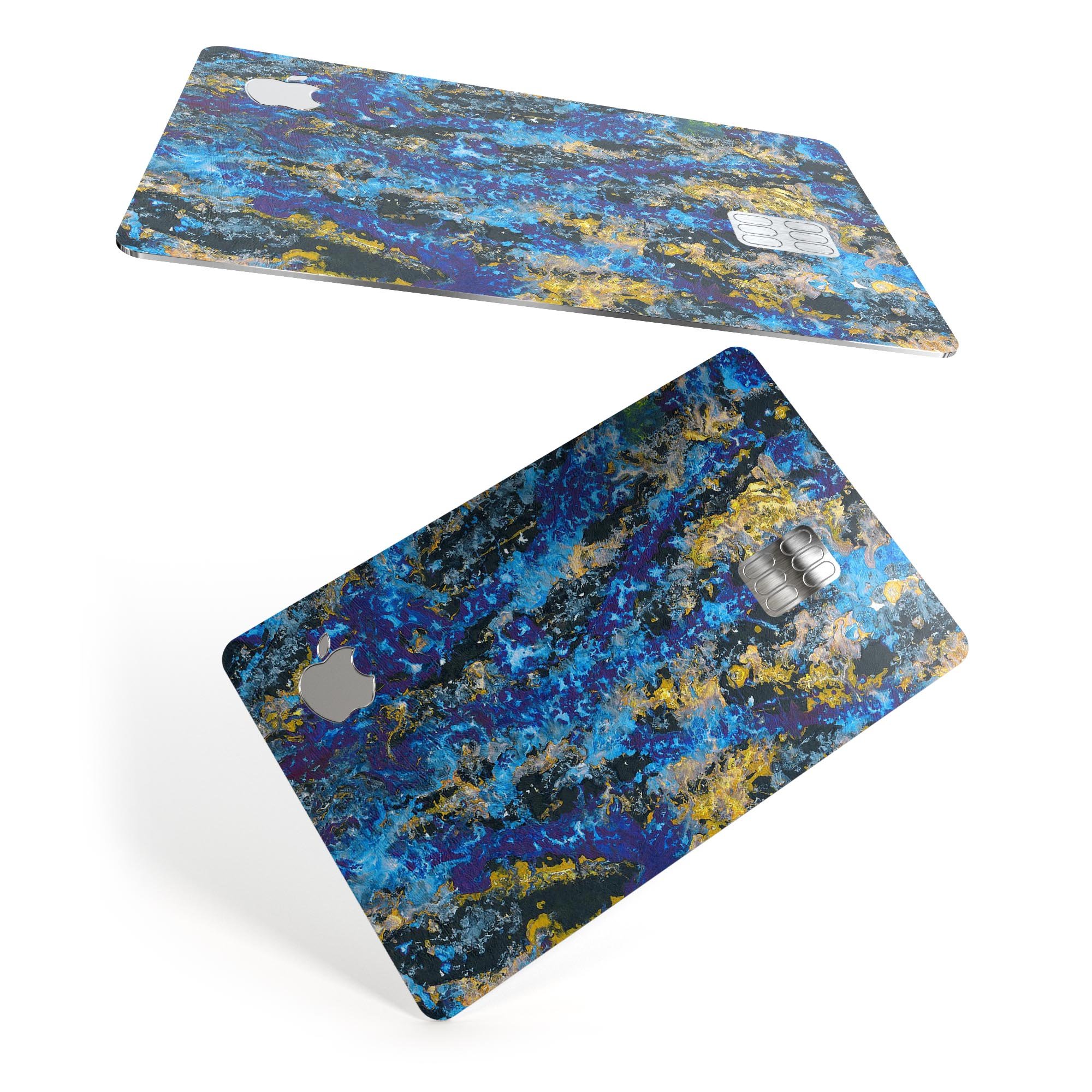 Abstract Blue Wet Paint skin decal for Apple Card, showcasing a vibrant design and premium finish.