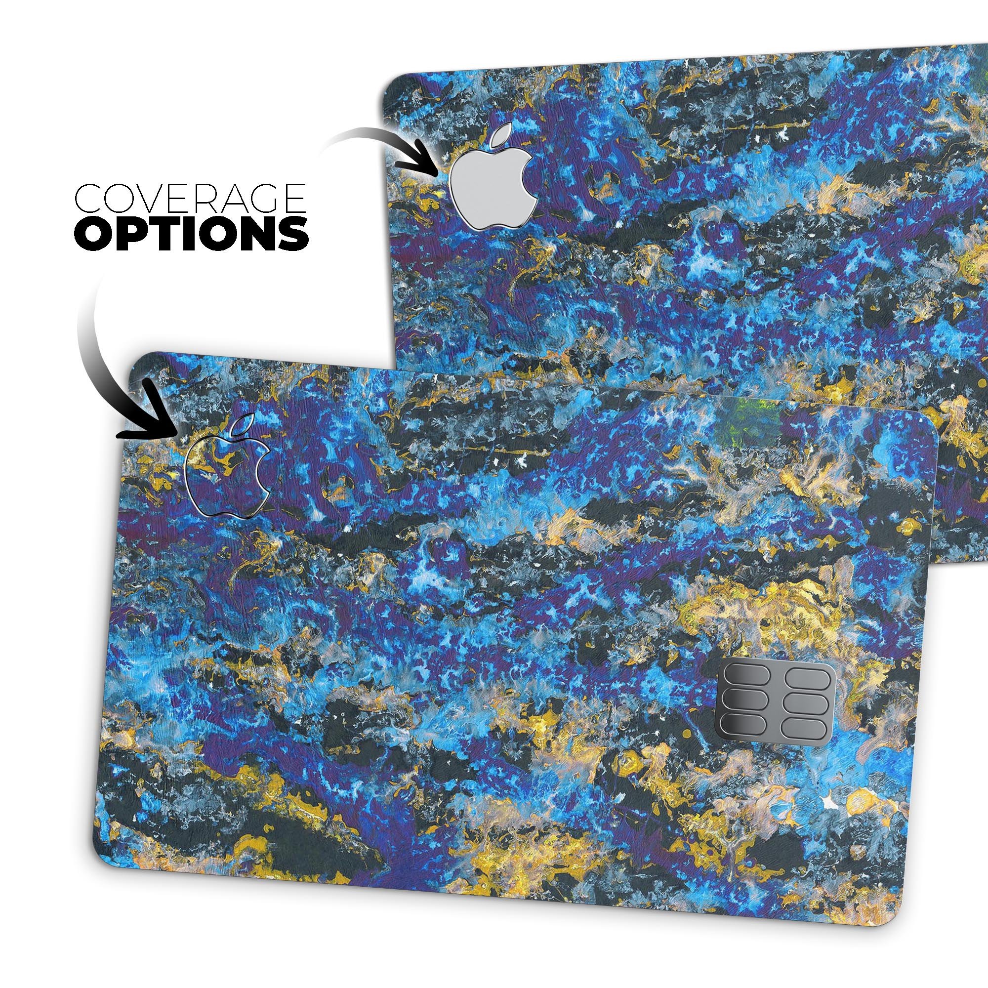 Abstract Blue Wet Paint skin decal for Apple Card, showcasing a vibrant design and premium finish.