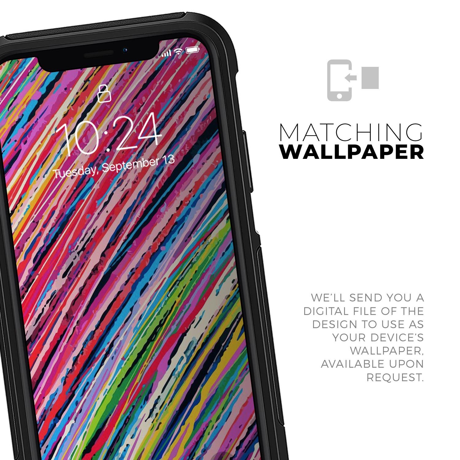 Abstract Color Strokes Skin Kit for iPhone OtterBox cases featuring vibrant colors and a sleek design.