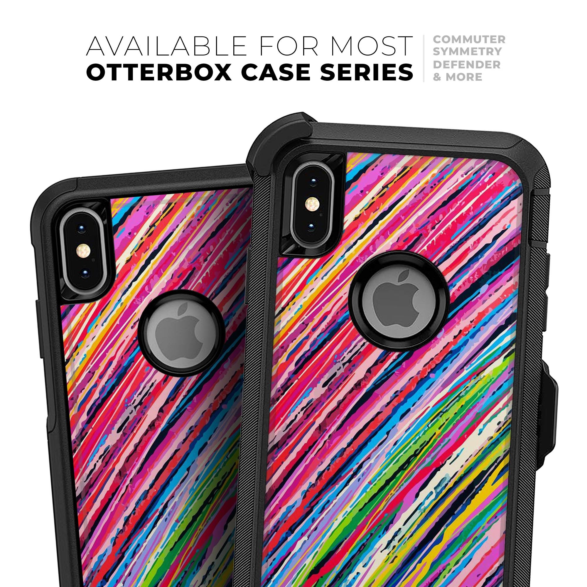 Abstract Color Strokes Skin Kit for iPhone OtterBox cases featuring vibrant colors and a sleek design.